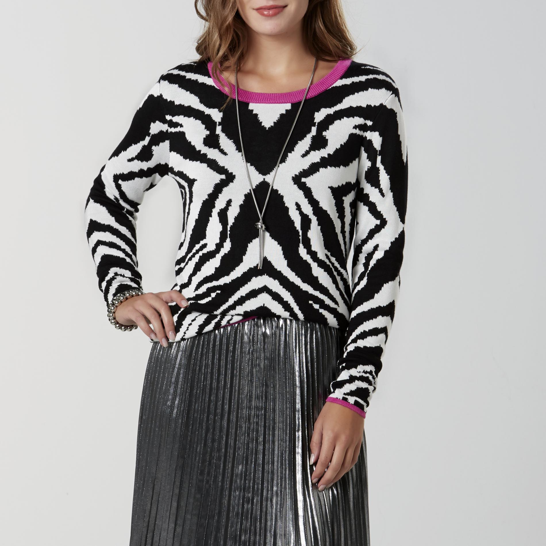 Simply Styled Women's Jacquard Sweater - Zebra