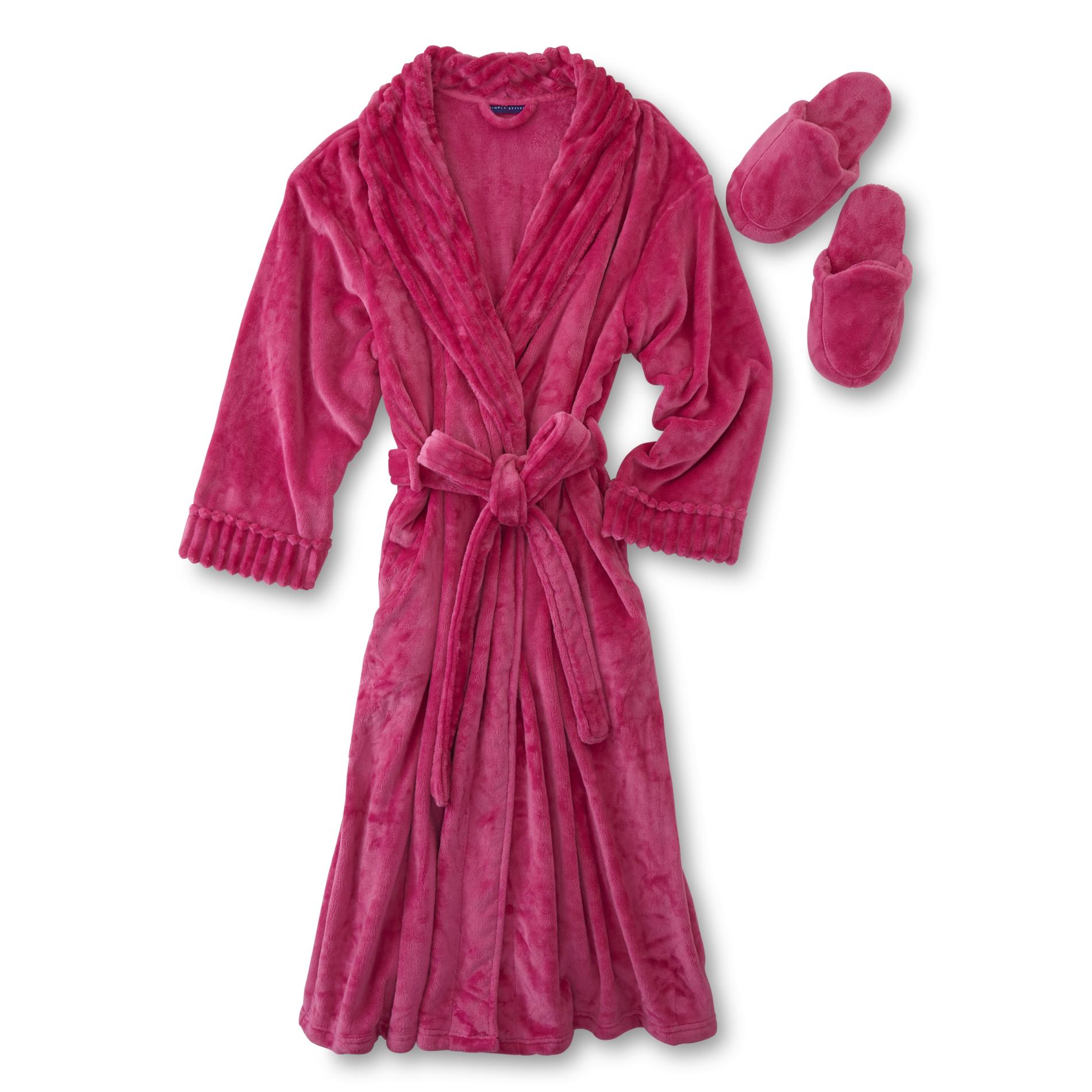 Simply Styled Women's Plus Plush Robe & Slippers Shop Your Way