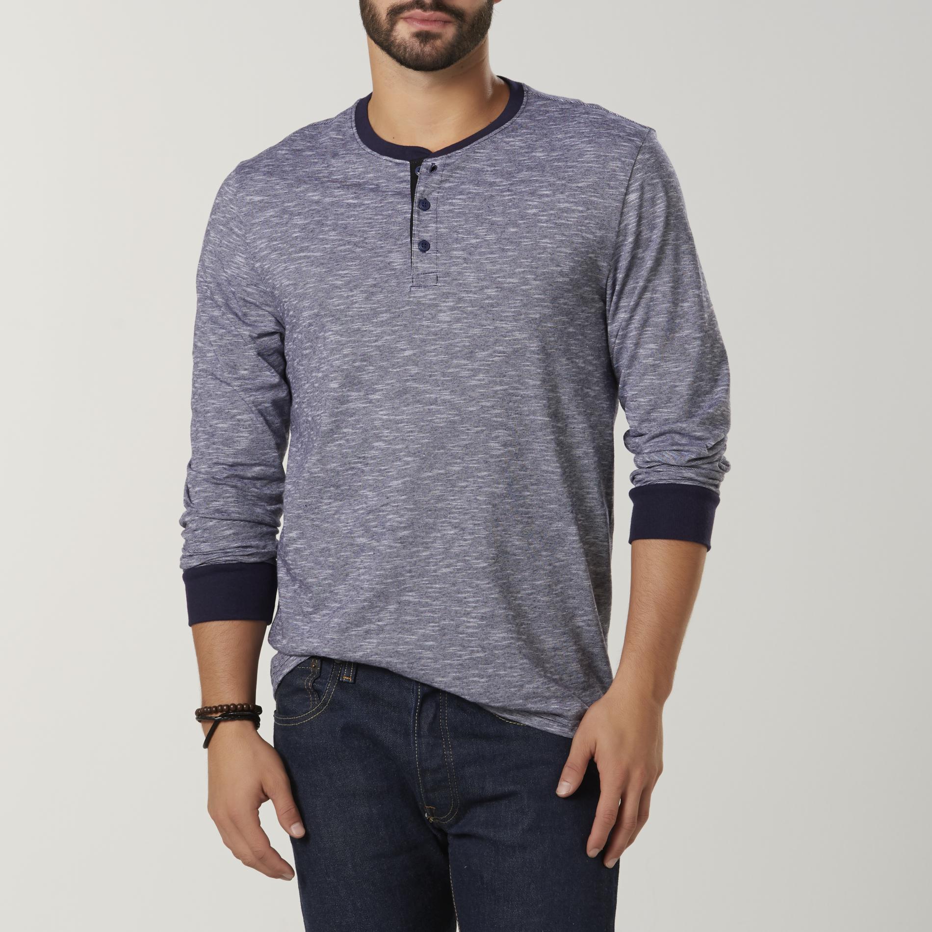 Structure Men's Long-Sleeve Henley Shirt - Striped