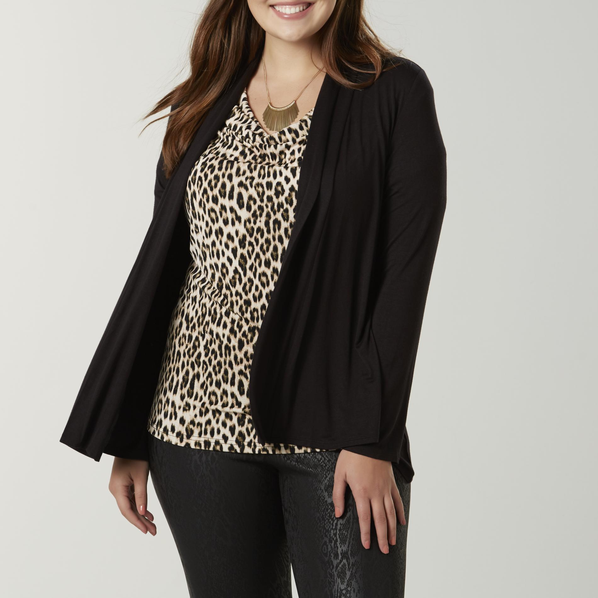 Simply Emma Women's Plus Open Front Cardigan