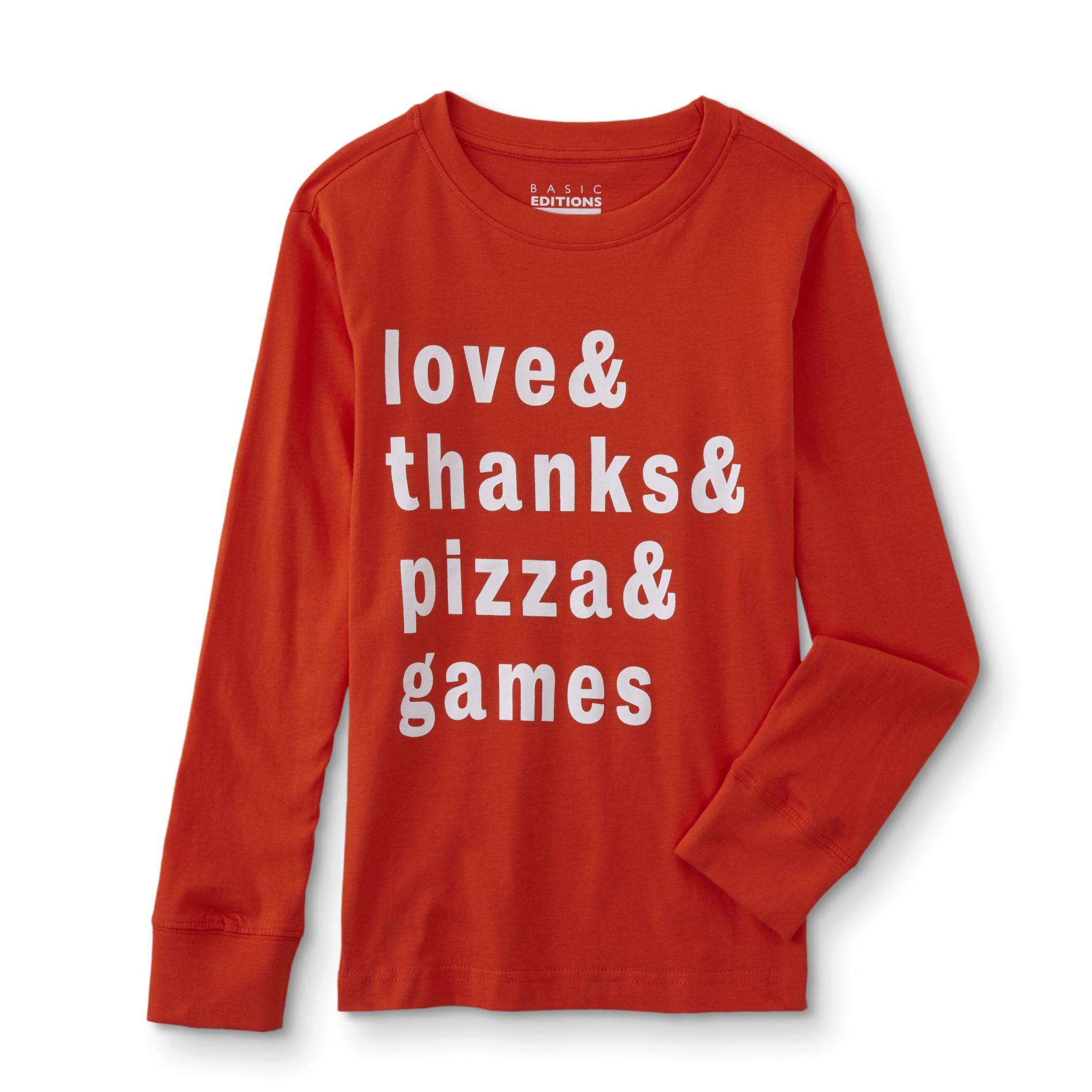 Basic Editions Boys' Long-Sleeve T-Shirt - Pizza Thanks