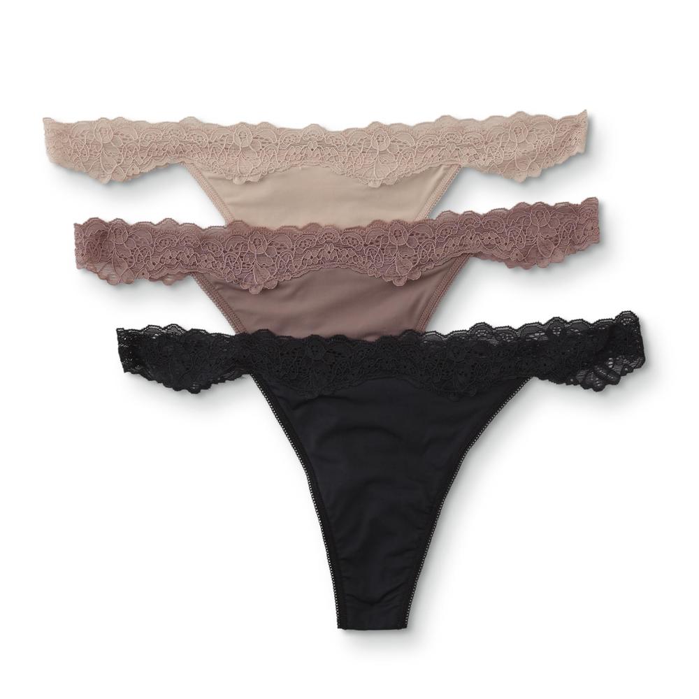 Jaclyn Smith Women's Plus 3-Pack Thong Panties
