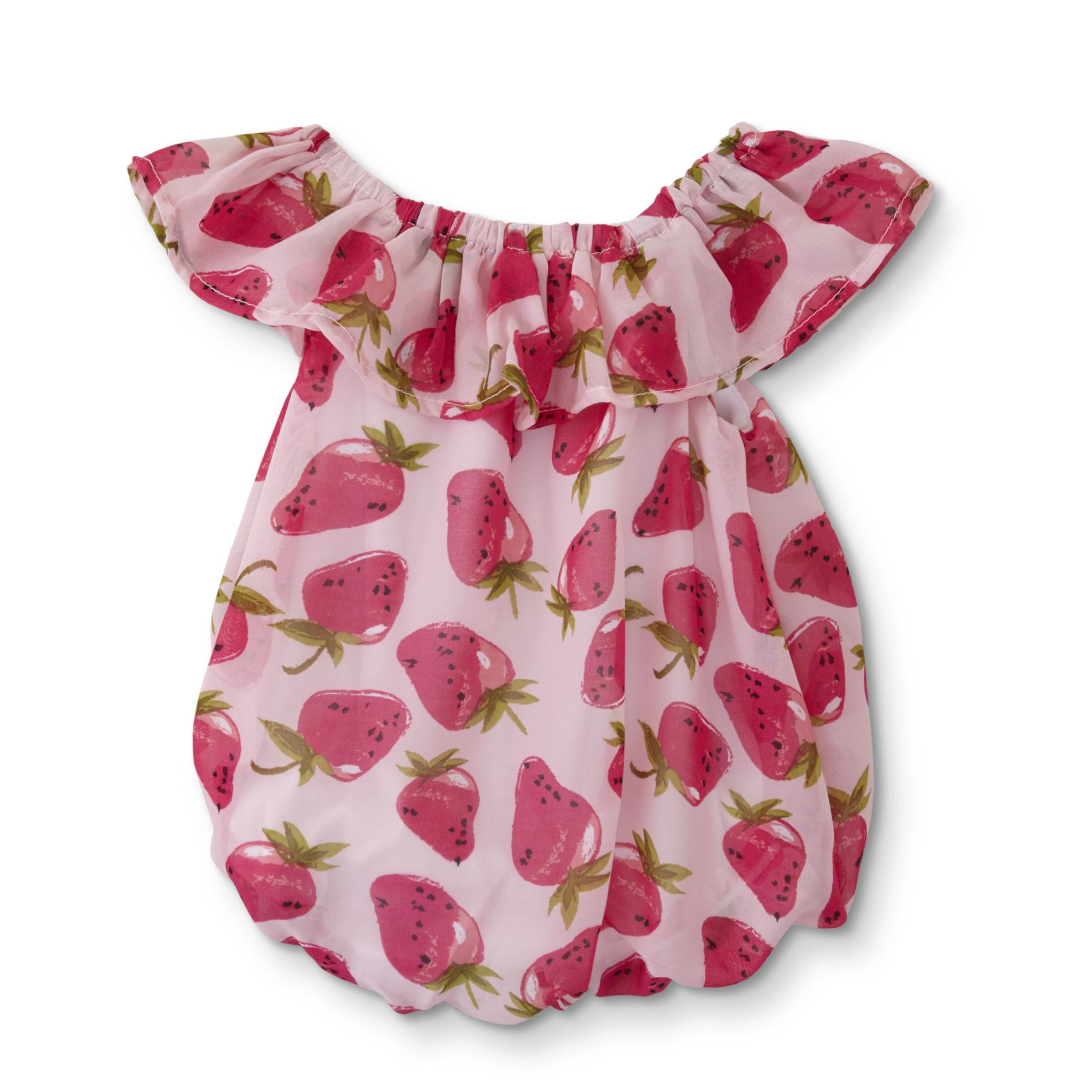 Baby Essentials Infant Girls' Bubble Romper - Strawberries