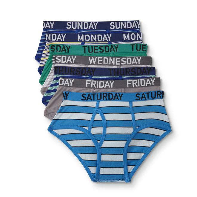 Boys Husky 7 Pack Briefs Striped Solid