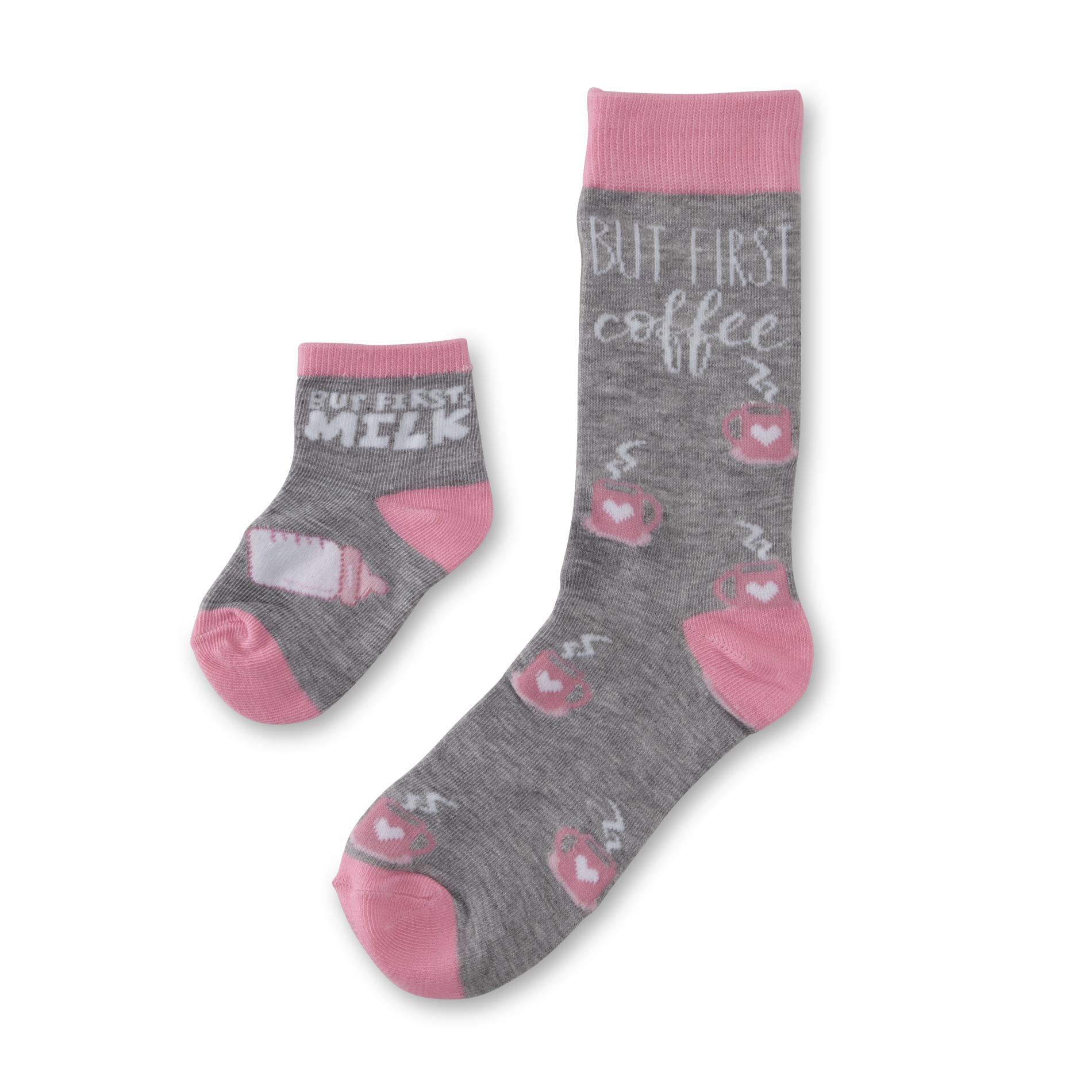 Infant Girls' & Women's 2-Pairs Socks - Coffee/Milk