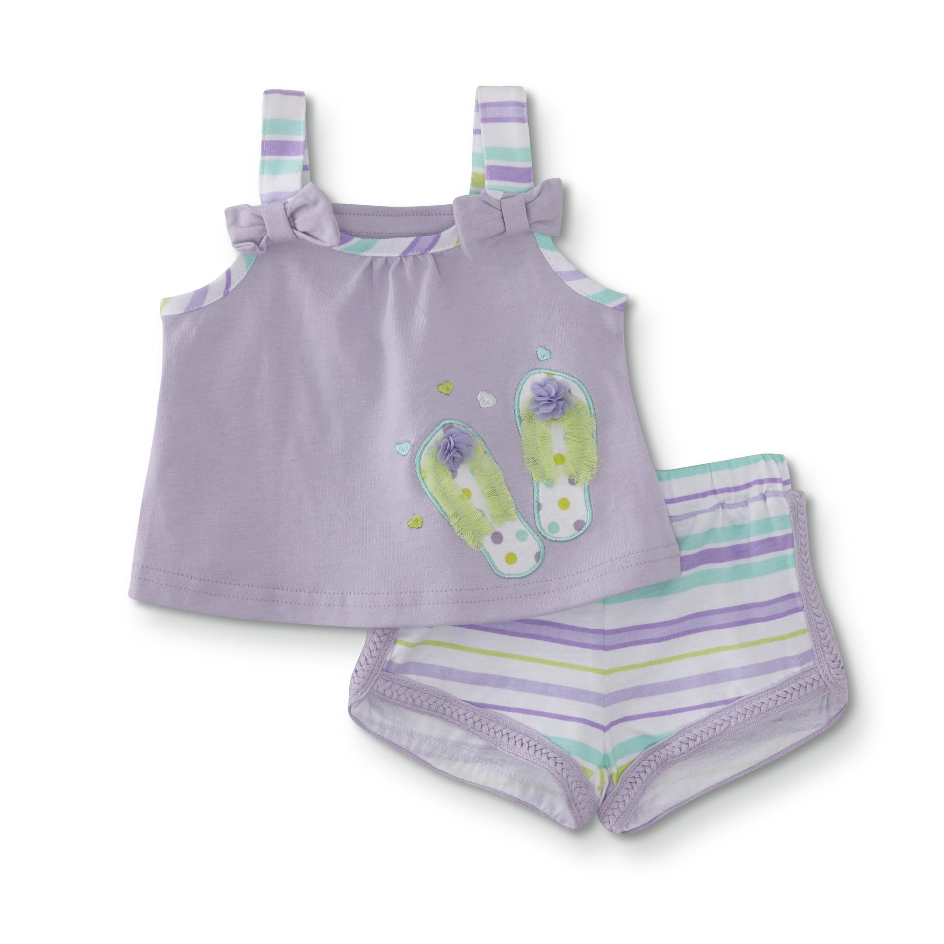 Baby Essentials Infant Girls' Tank Top & Shorts - Sandal/Striped