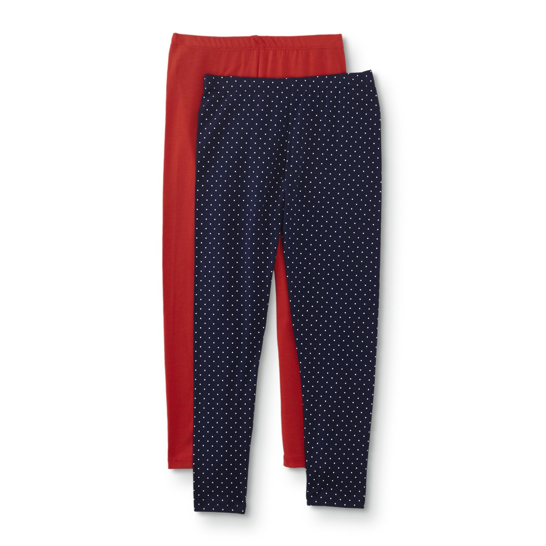 Simply Styled Girls' 2-Pack Leggings - Dots & Solid