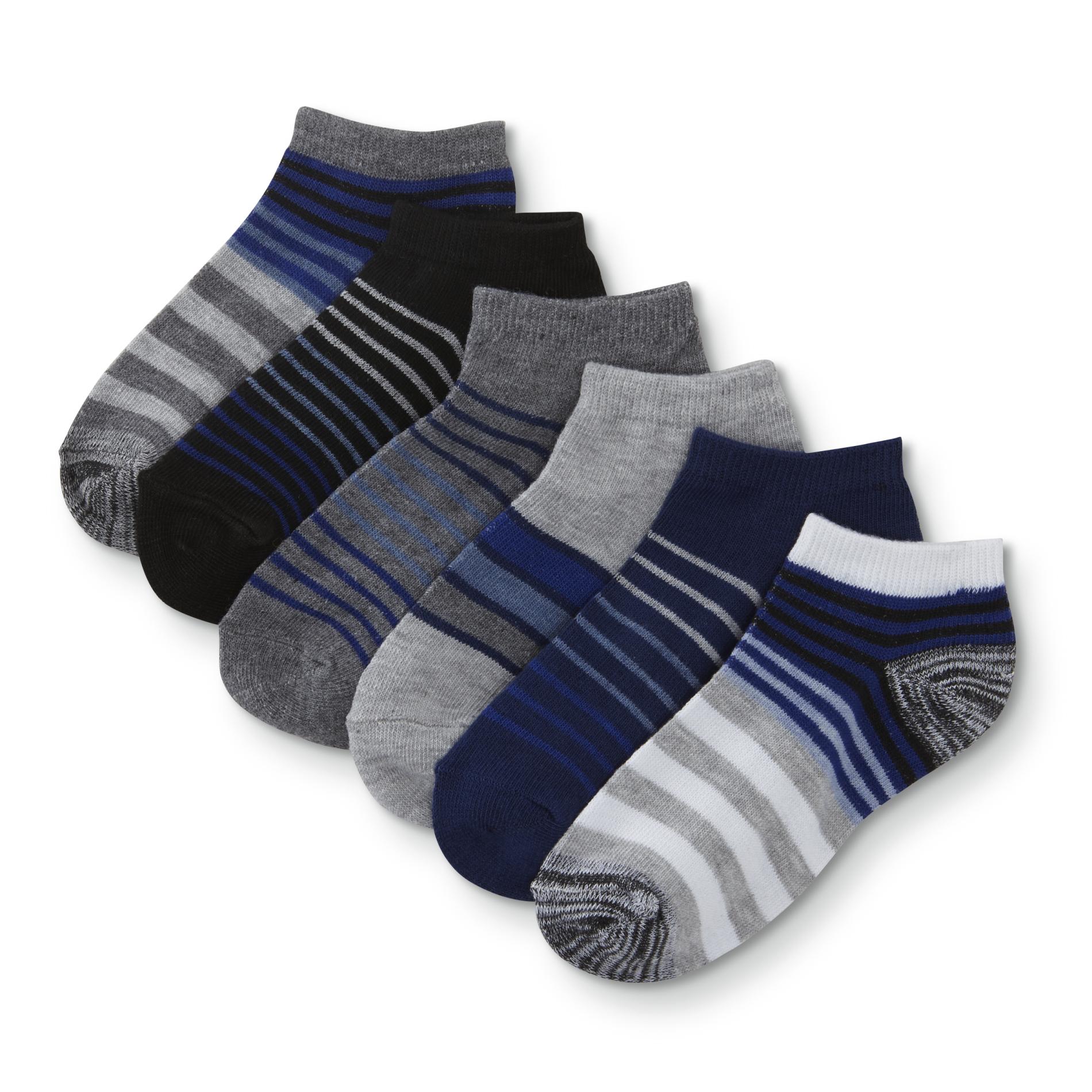 Boys' 6-Pairs No-Show Socks - Striped