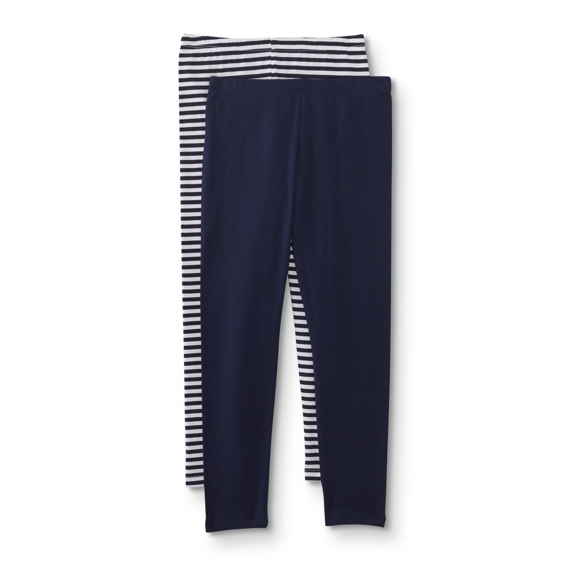 Simply Styled Girls' 2-Pack Leggings - Striped & Solid