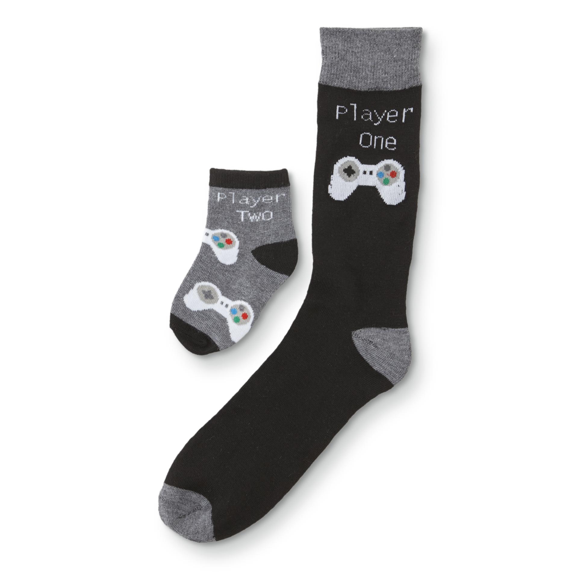 Infant Boys' & Men's 2-Pairs Socks - Player One/Player Two