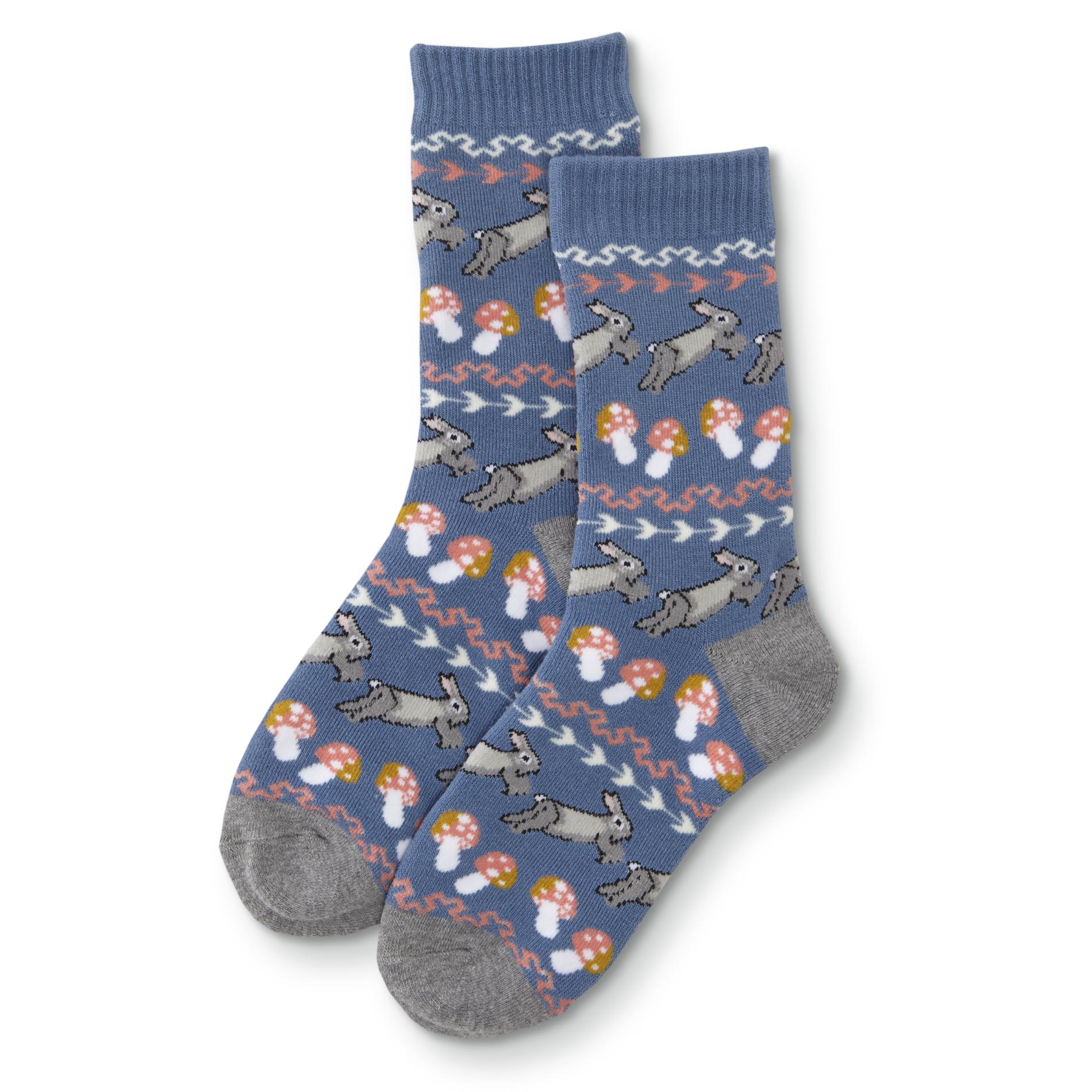 Women's Sweater Socks - Bunnies/Mushrooms