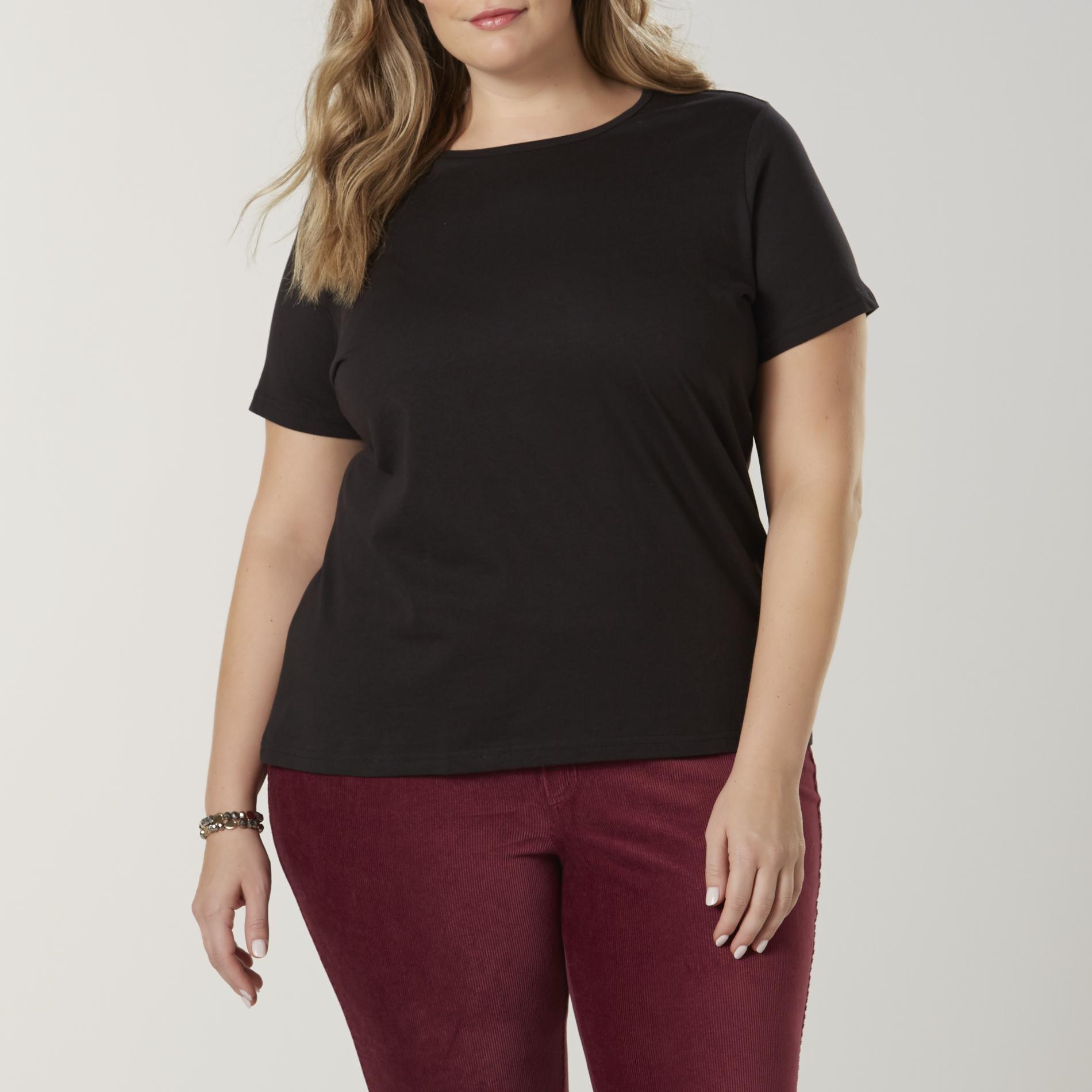 Basic Editions Women's Plus Crew Neck T-Shirt, Size: 1XL, Black Black Basic Editions Women's Plus Crew Neck T-Shirt, Size: 1XL, Black Black