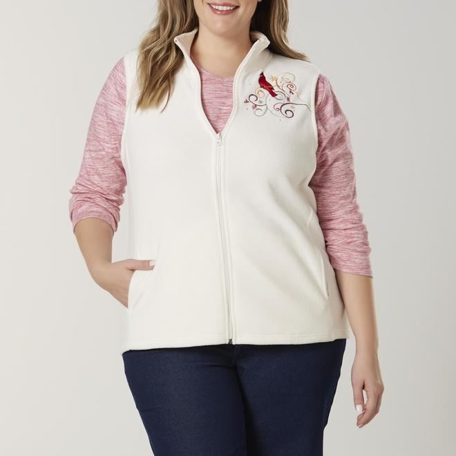 Holiday Editions Women's Plus Christmas Fleece Vest Cardinal