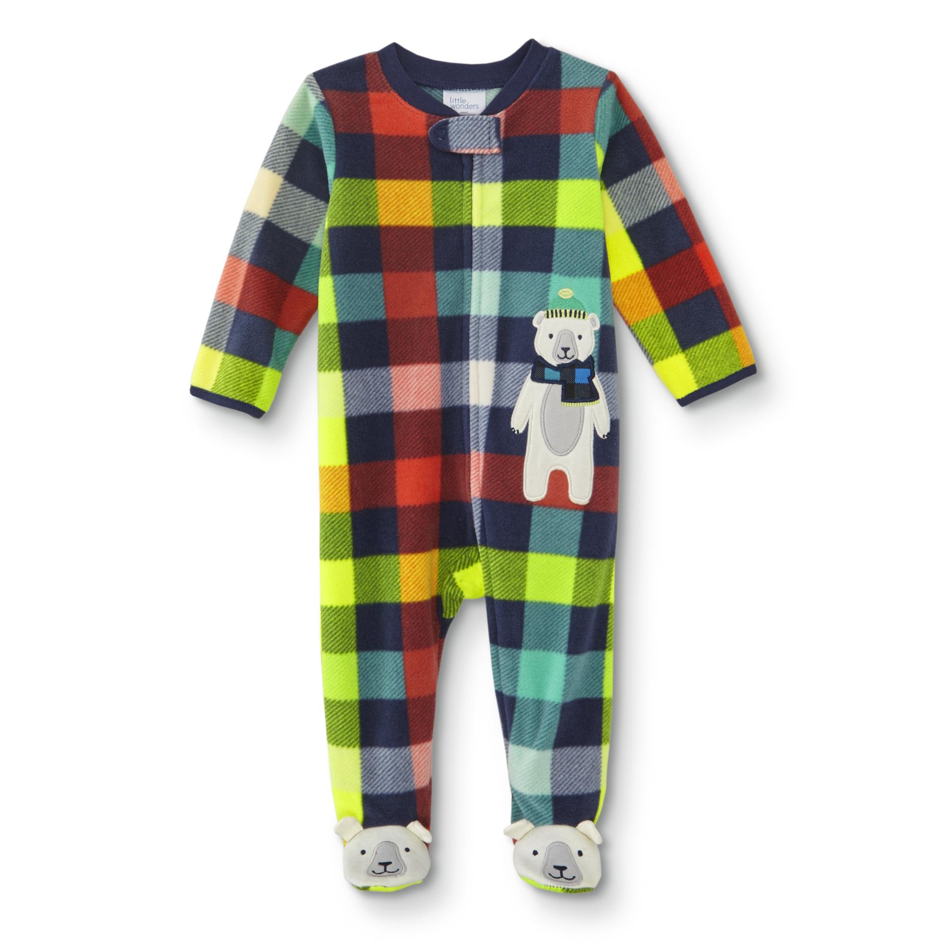 Little Wonders Infant Boys' Footed Sleeper Pajamas - Plaid/Bear
