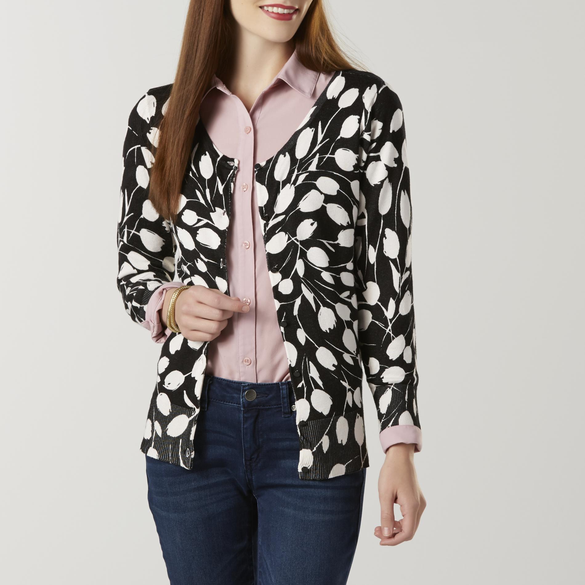 Simply Styled Women's Cardigan Sweater - Floral