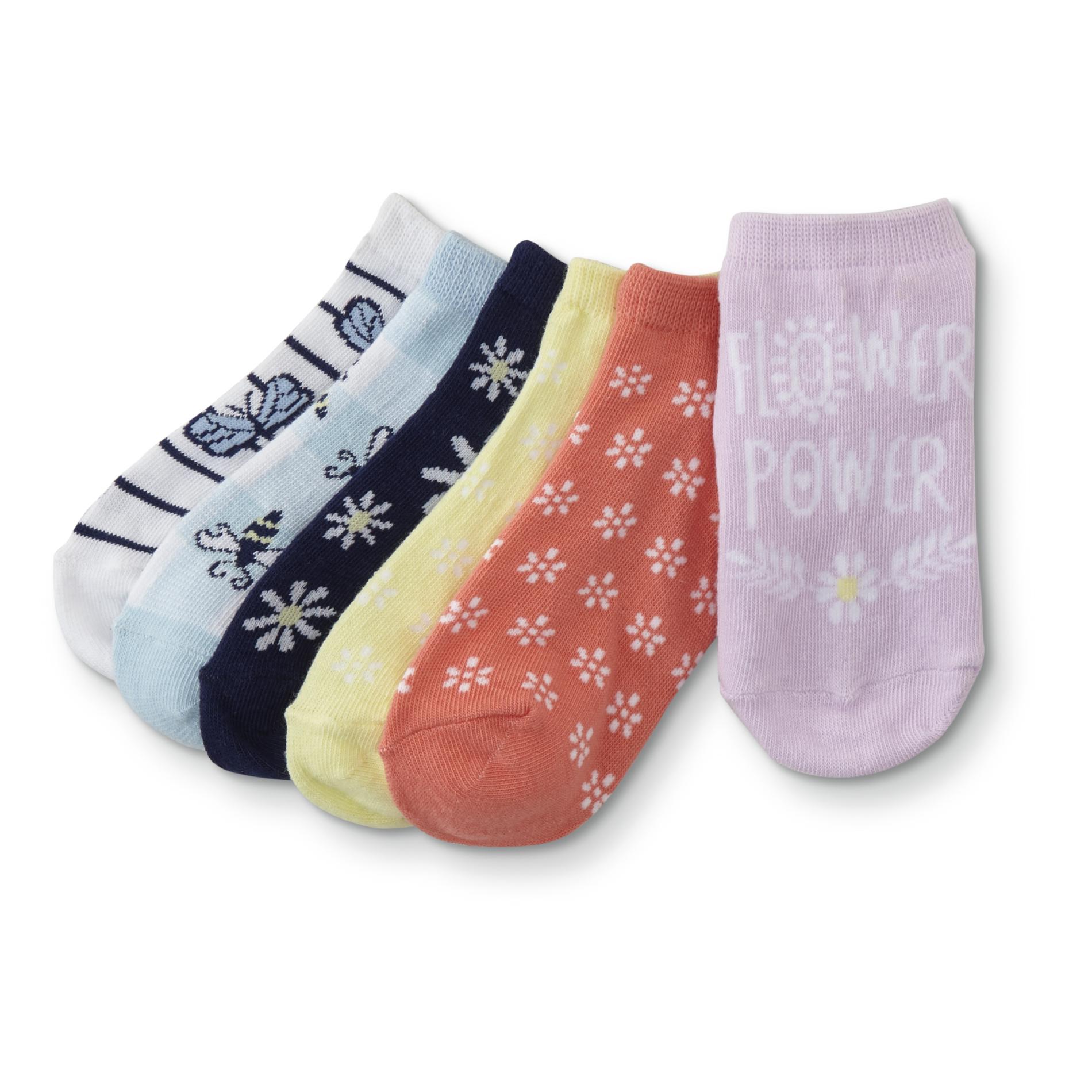 Joe Boxer Girls' 6-Pairs Ankle Socks - Floral & Bees