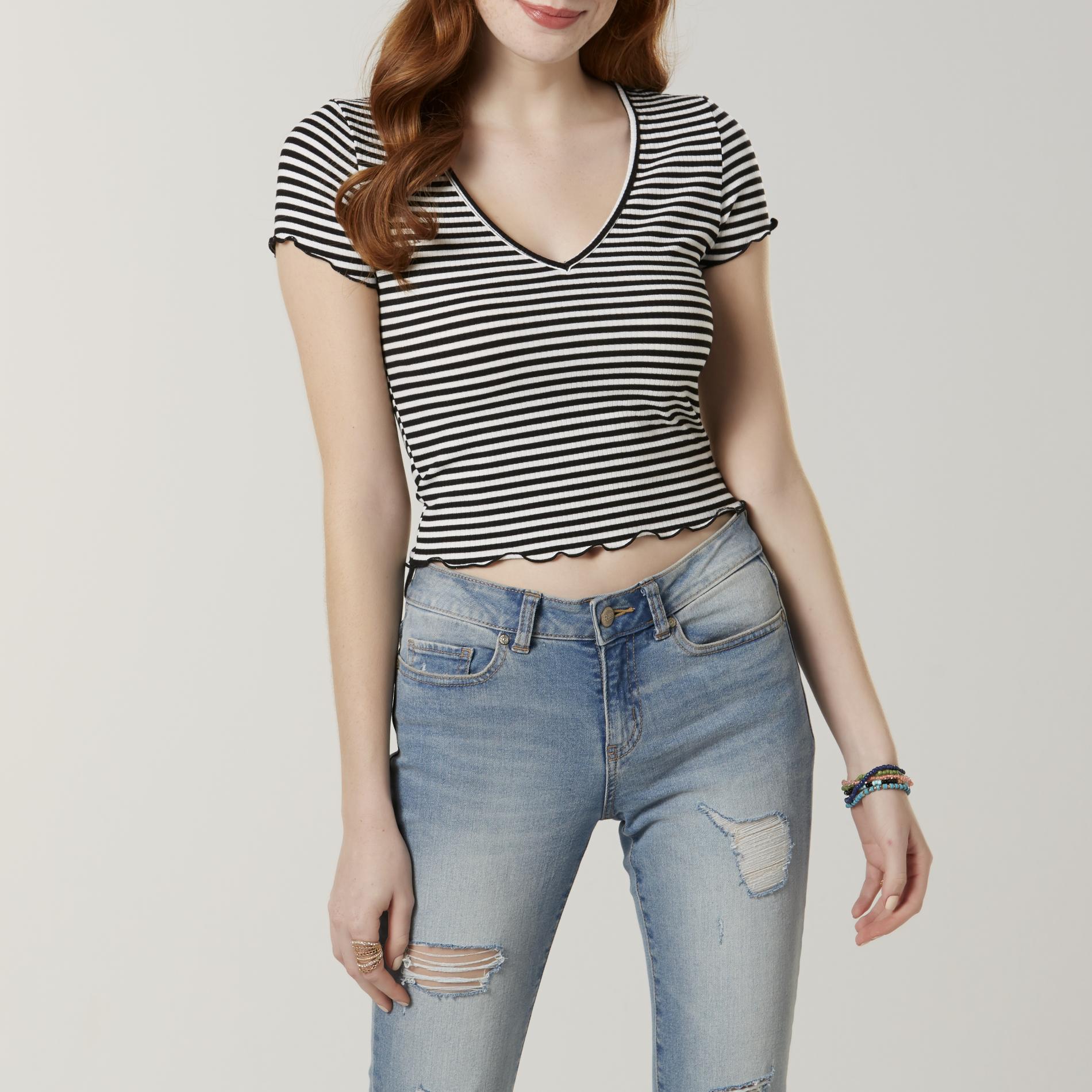 Amplify Juniors' Cropped T-Shirt - Striped