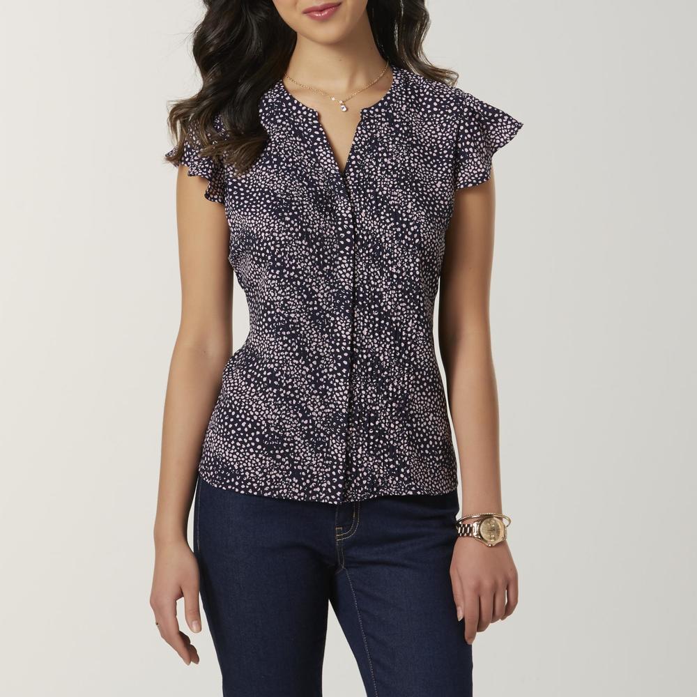 Simply Styled Petites' Flutter Sleeve Blouse - Dots
