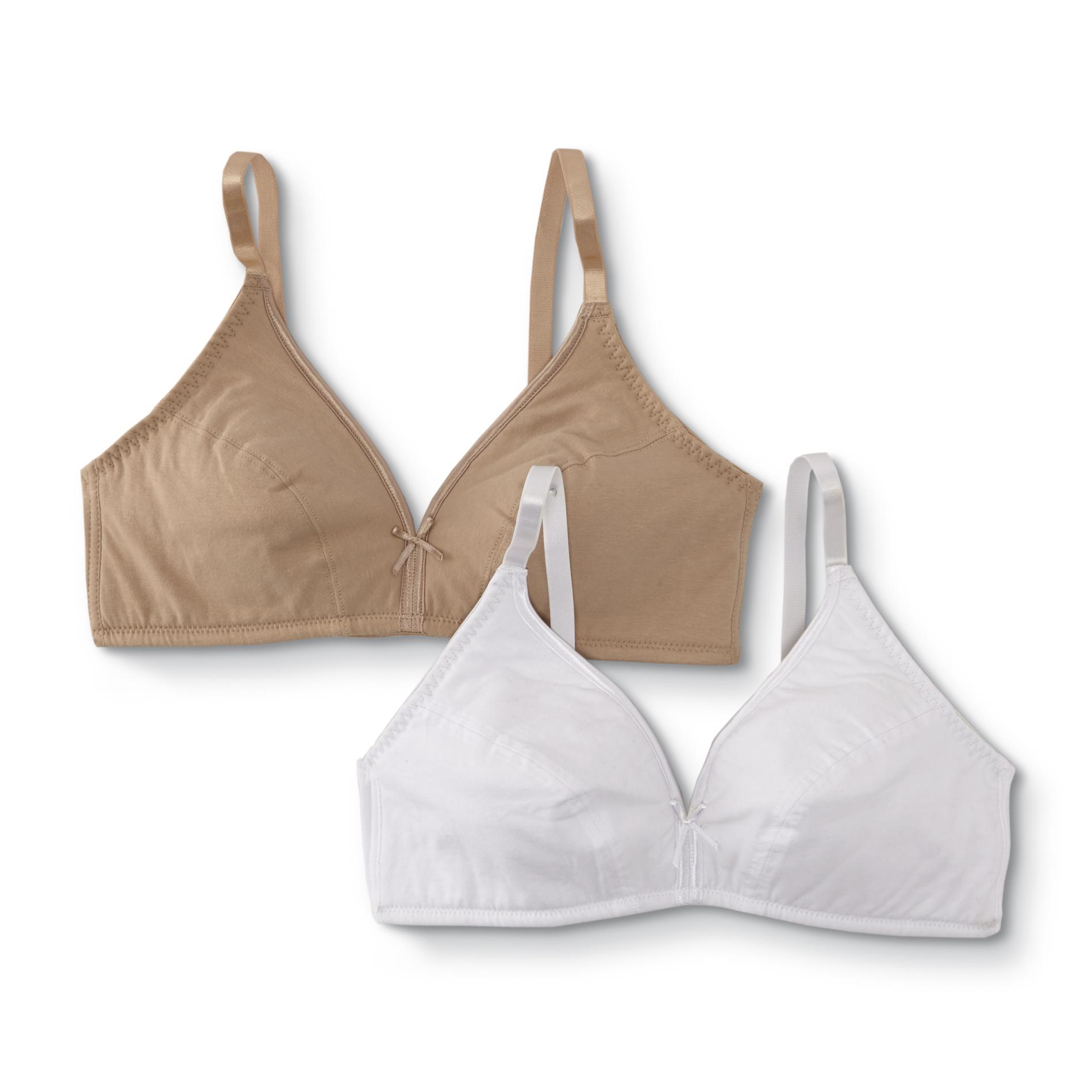 Pink K Women's 2-Pack Wire-Free Bras, Size: 34, Latte/White Pink K Women's 2-Pack Wire-Free Bras, Size: 34, Latte/White