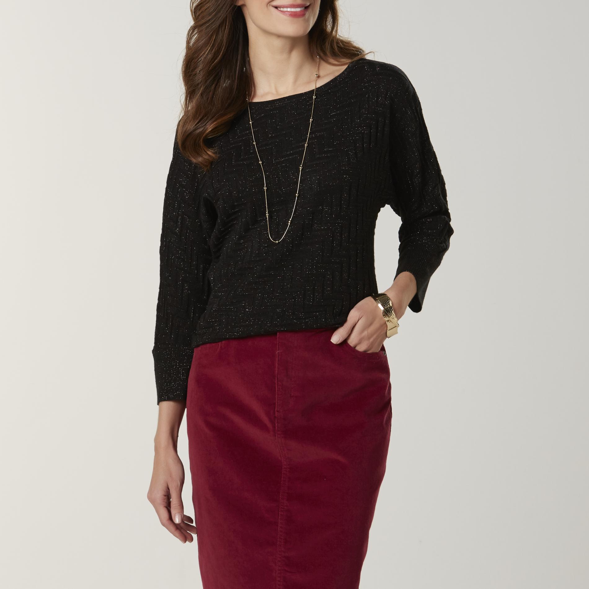 Jaclyn Smith Women's Shimmer Sweater, Size: Small, Black Jaclyn Smith Women's Shimmer Sweater, Size: Small, Black