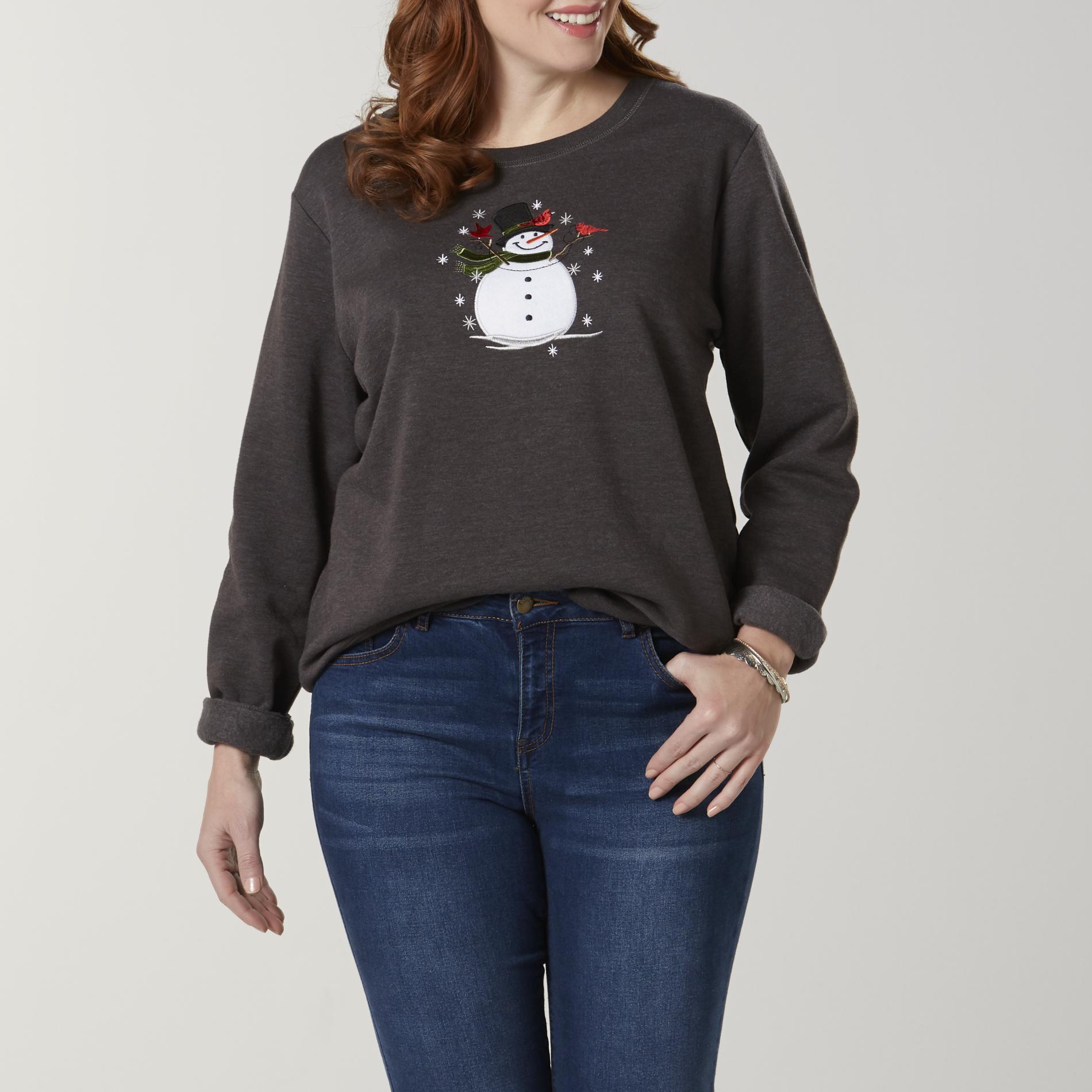Holiday Editions Women's Plus Holiday Sweatshirt - Snowman