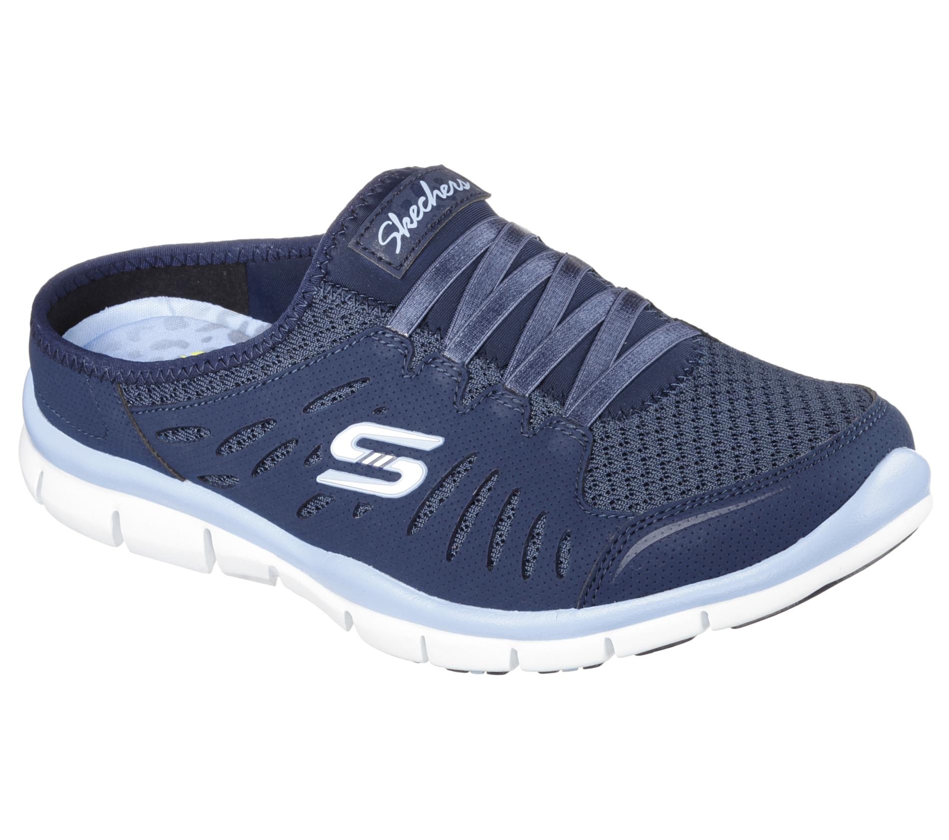 Skechers Women's No Limits Navy/Sky Blue Slip-On Athletic Shoe
