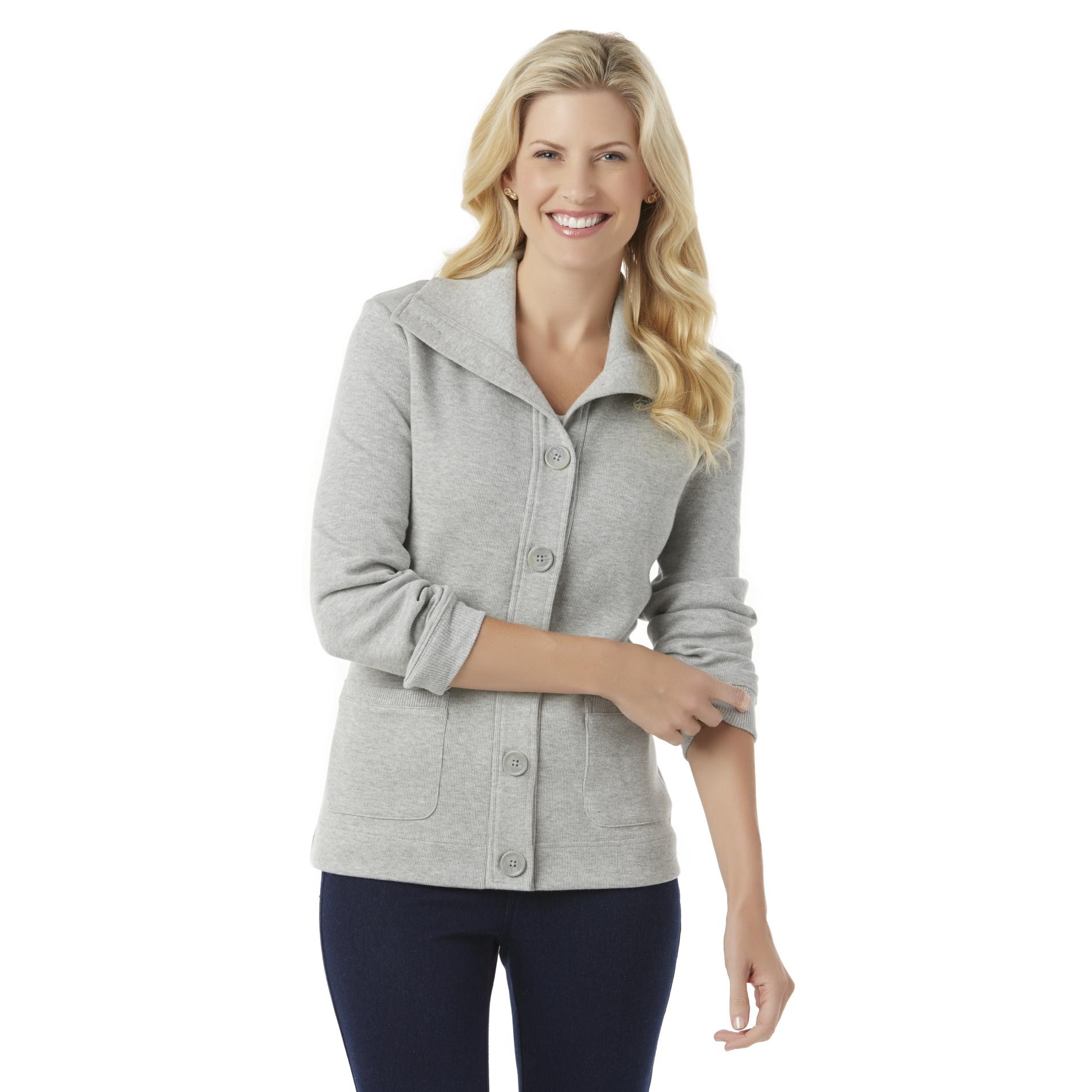 Basic Editions Women's Button-Front Sweater