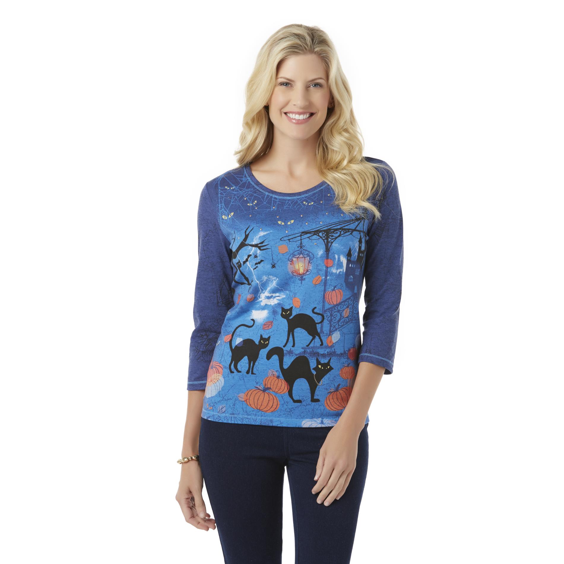Holiday Editions Women's Halloween Graphic T-Shirt - Cats