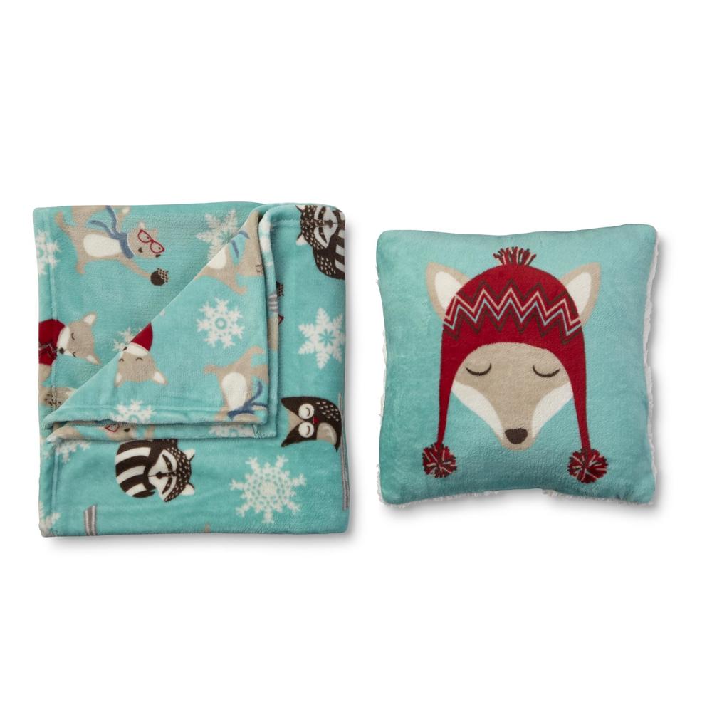 Cannon Pillow & Throw Set Fox & Snowflakes