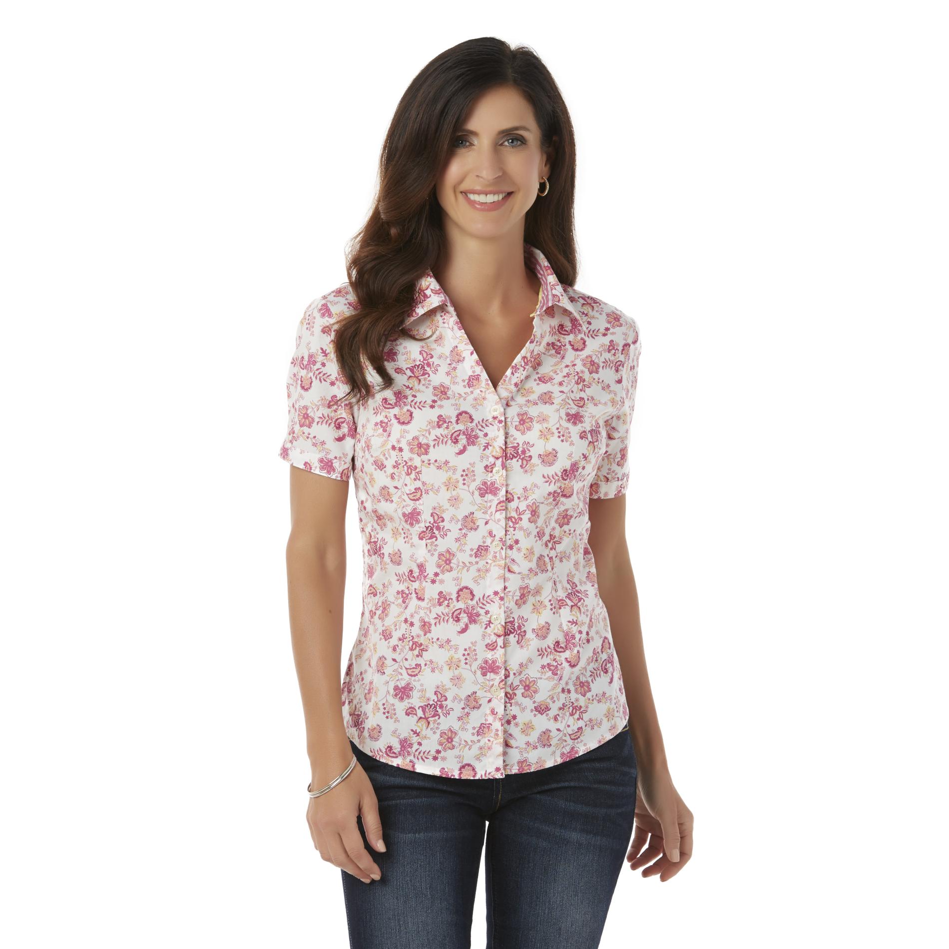 Basic Editions Women's Camp Shirt - Floral