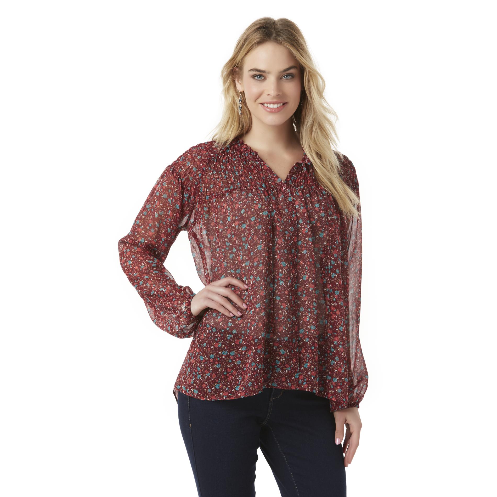 Canyon River Blues Women's Smocked Peasant Top - Floral