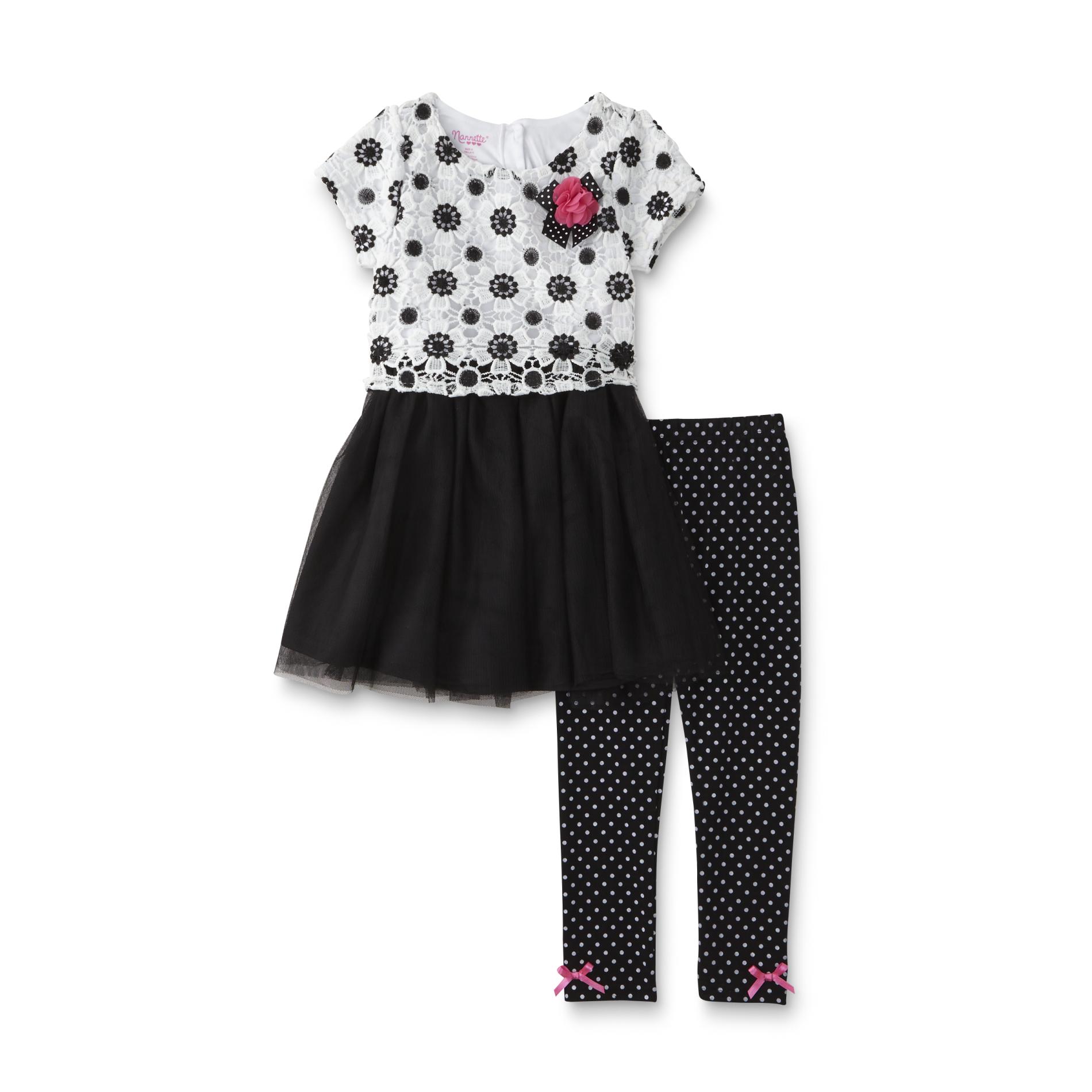 Young Hearts Girls' Dress & Leggings - Dots
