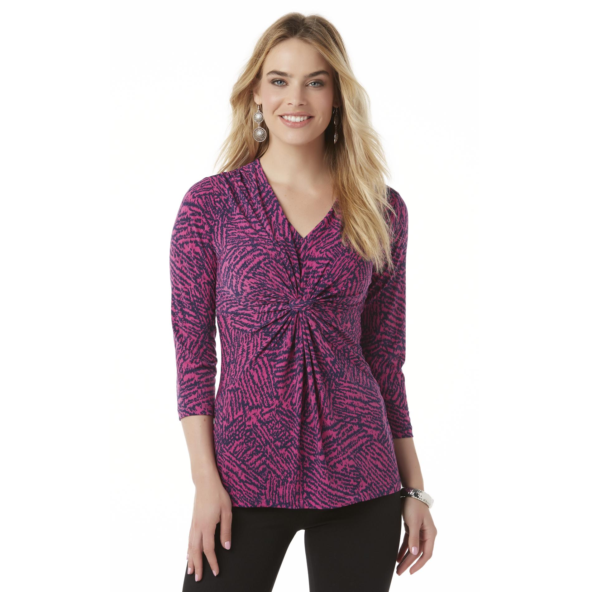 Attention Women's Knot Front Top - Abstract