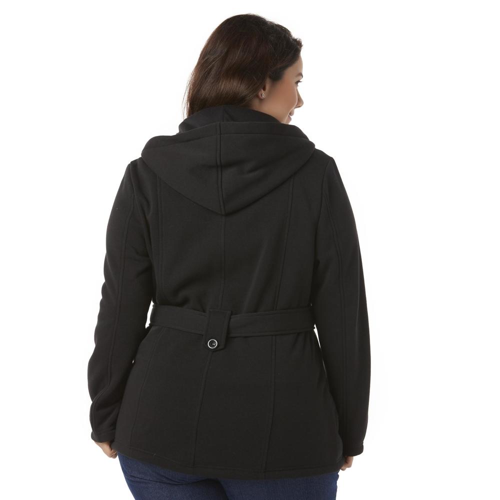 Simply Emma Women's Plus Single-Breasted Peacoat