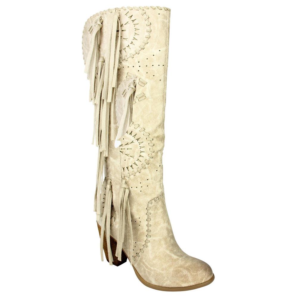 Not Rated Women's Taurus Ivory Knee-High Cowboy Boot