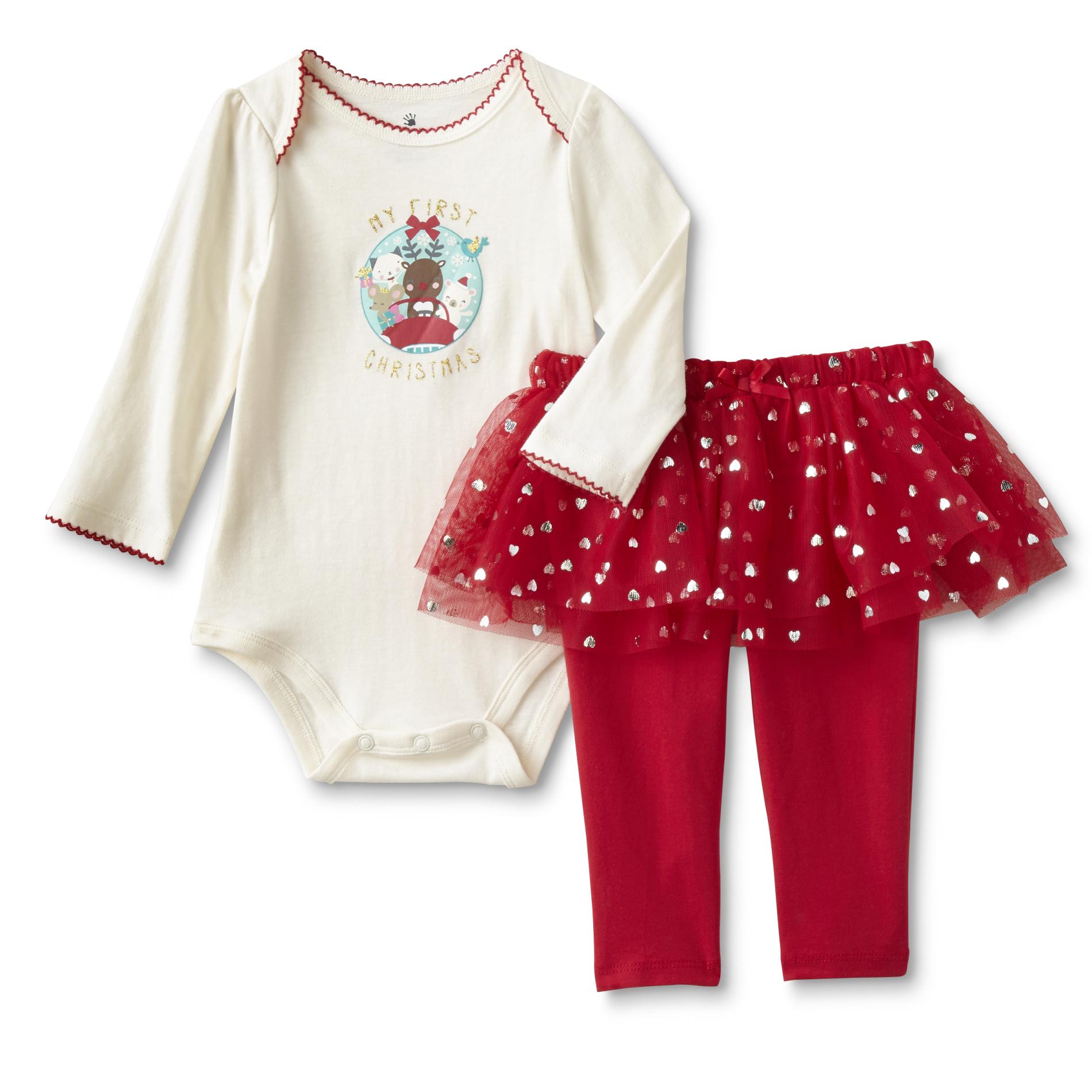Small Wonders Newborn Girls' Christmas Bodysuit & Skeggings