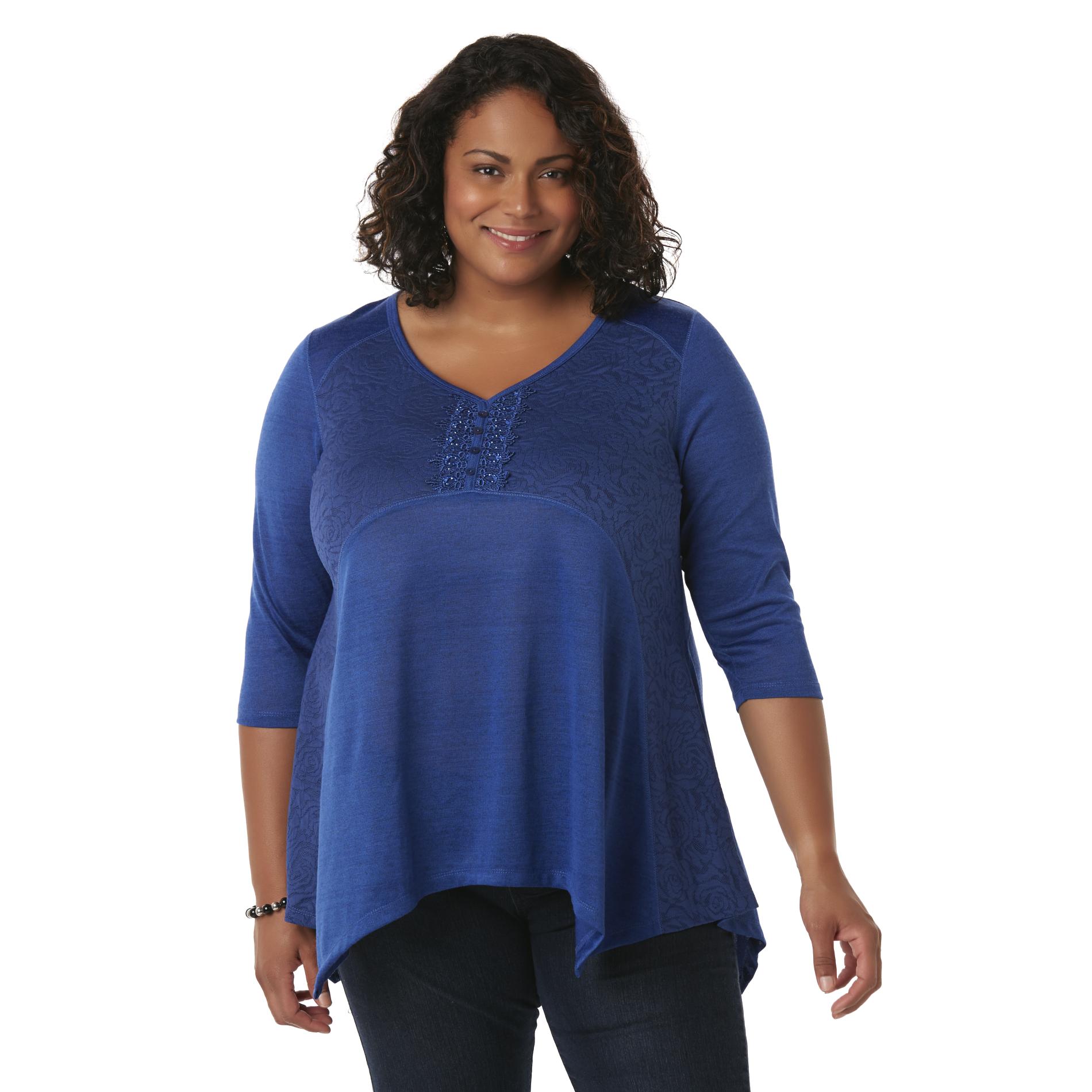 Live and Let Live Women's Plus Semisheer Top