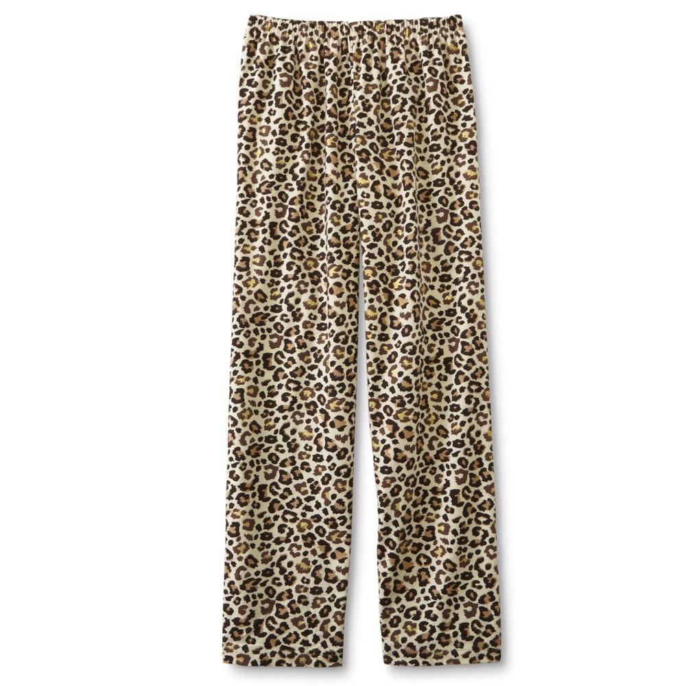 Joe Boxer Junior's Plus Flannel Pajama Top & Pants - Leopard Print