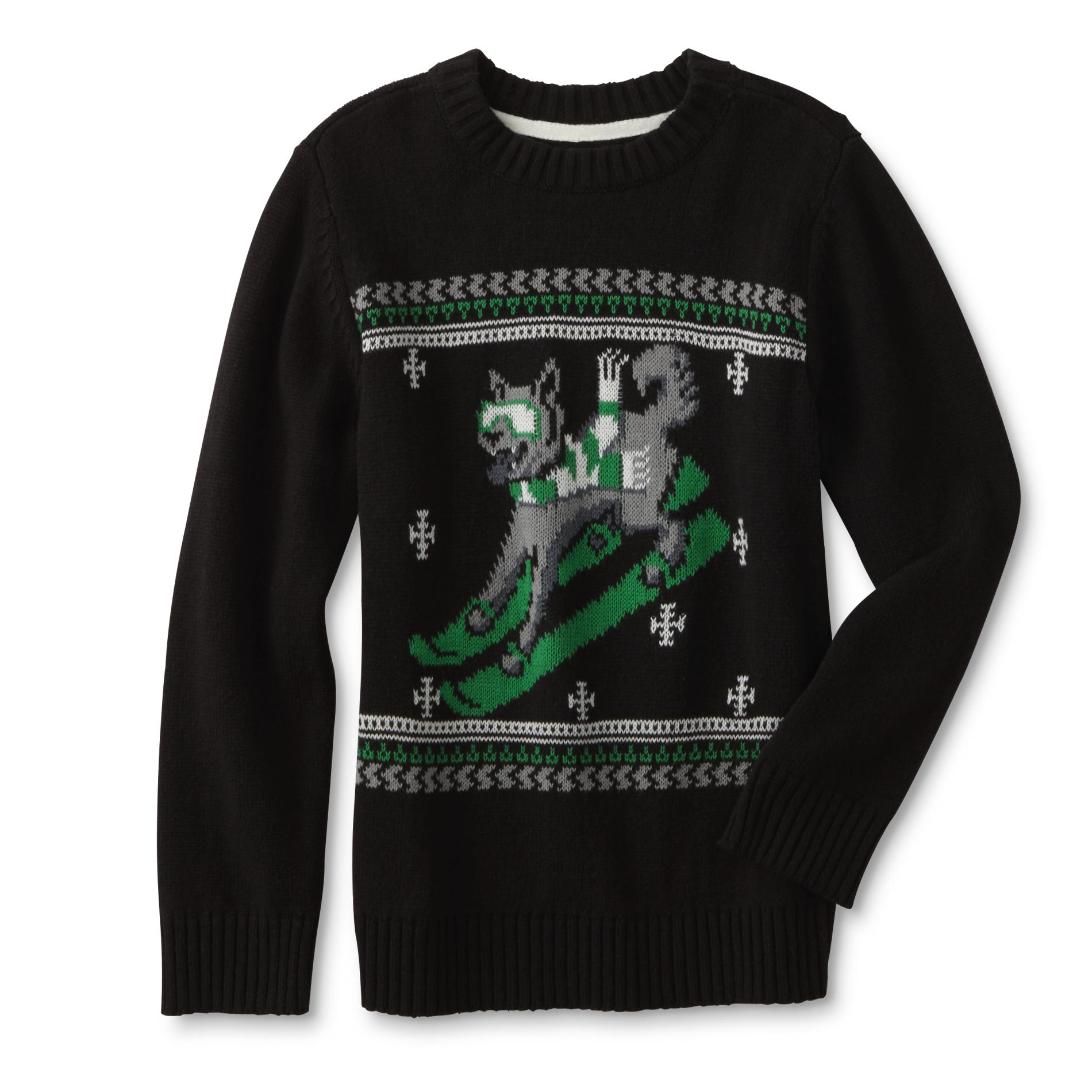 Toughskins Infant & Toddler Boy's Holiday Sweater - Skiing Wolf