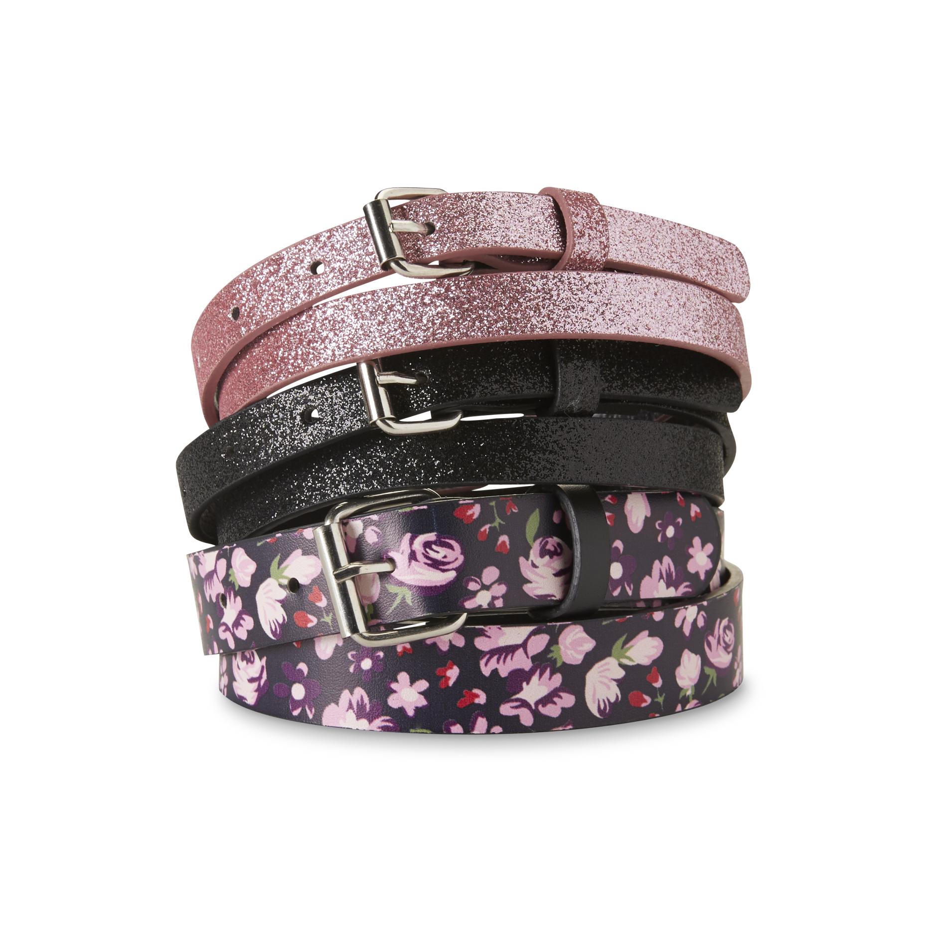 Canyon River Blues Girls' 3-Pack Belts - Floral & Glitter