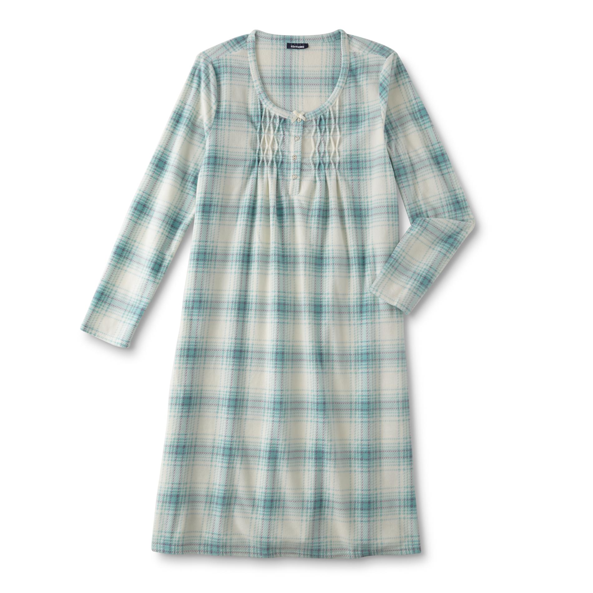 Basic Editions Women's Fleece Nightgown - Plaid