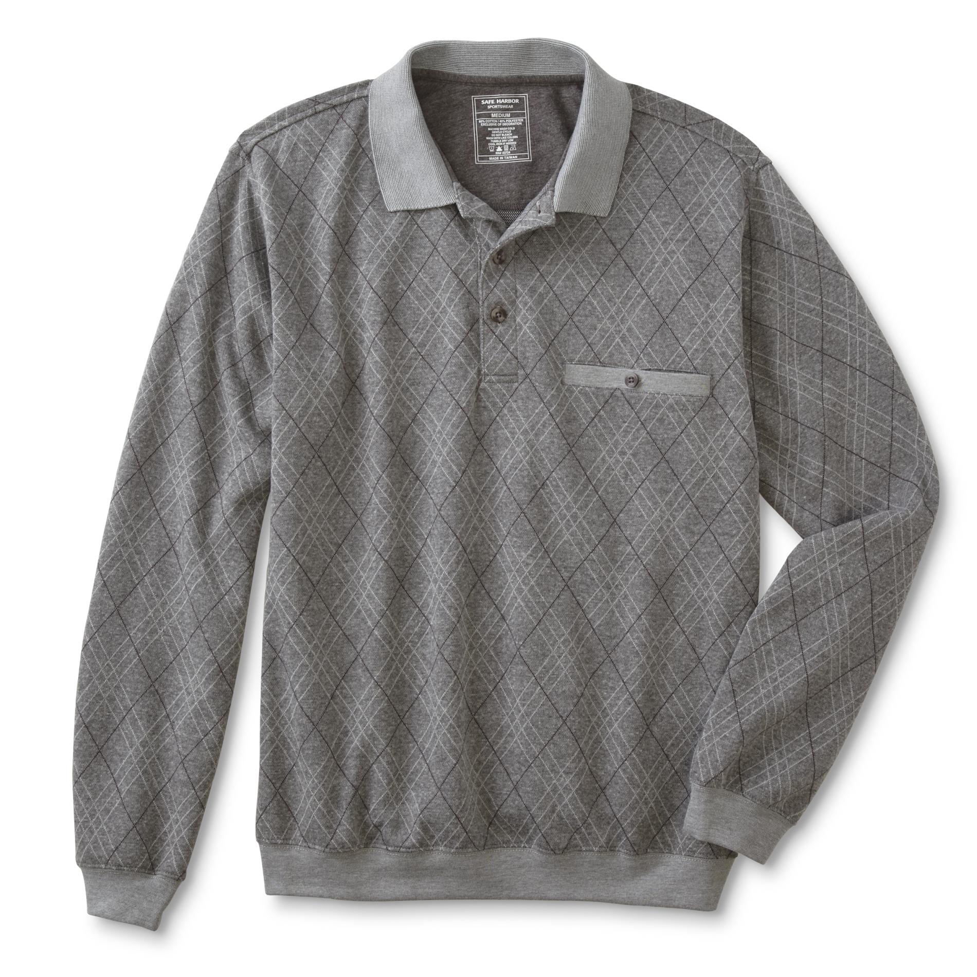 David Taylor Collection Men's Long-Sleeve Polo Shirt - Argyle
