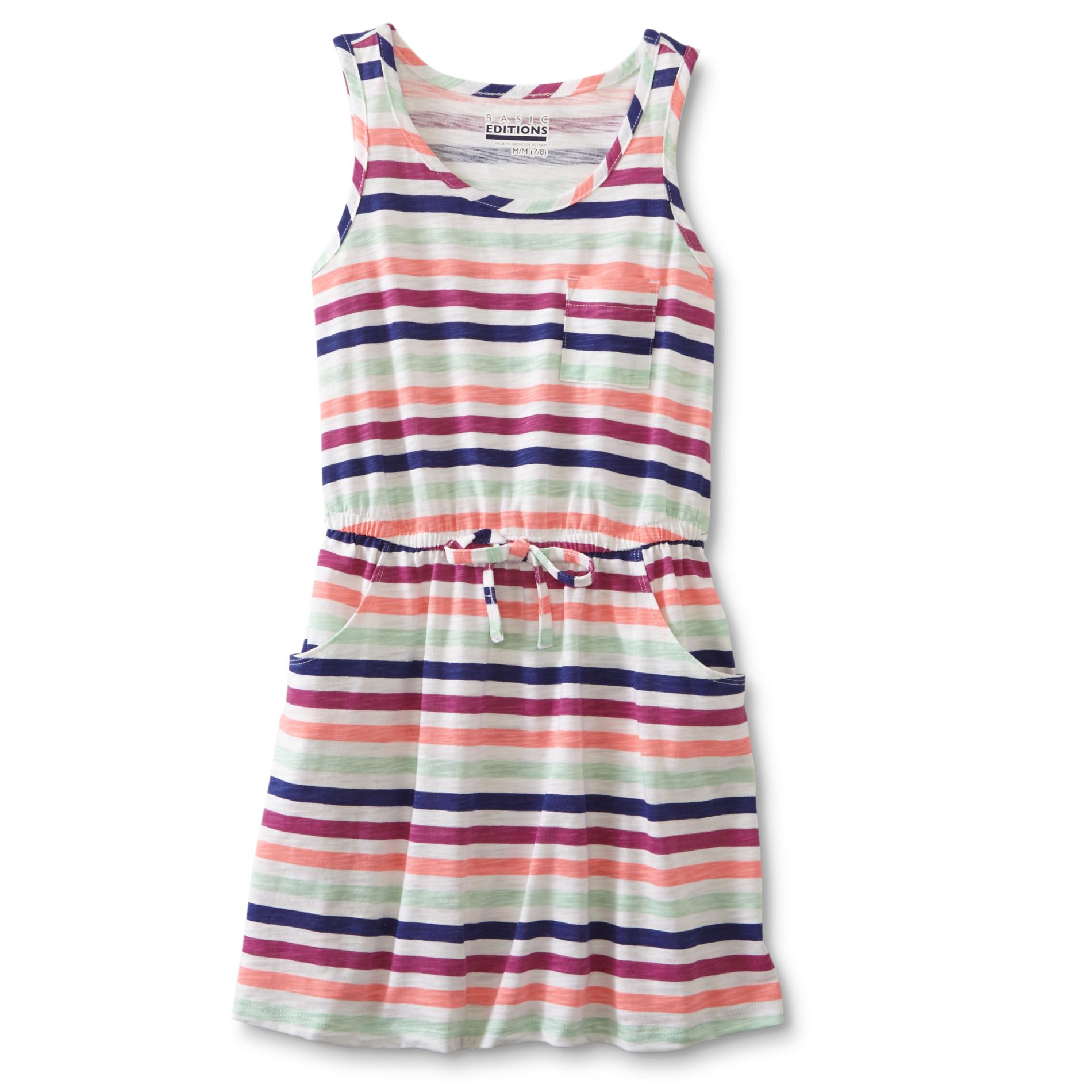Basic Editions Girls' Sleeveless Dress - Striped