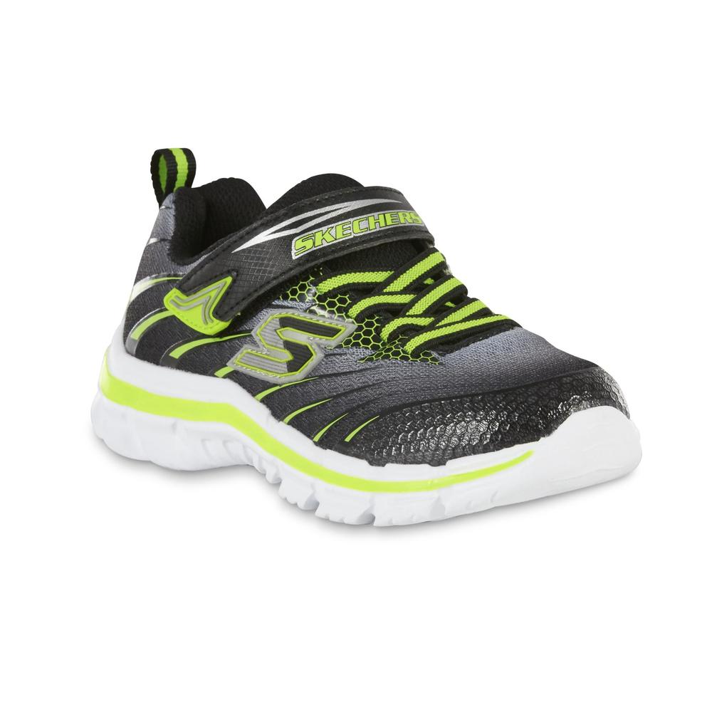 Skechers Boys' Nitrate Pulsar Black/Green Running Shoe
