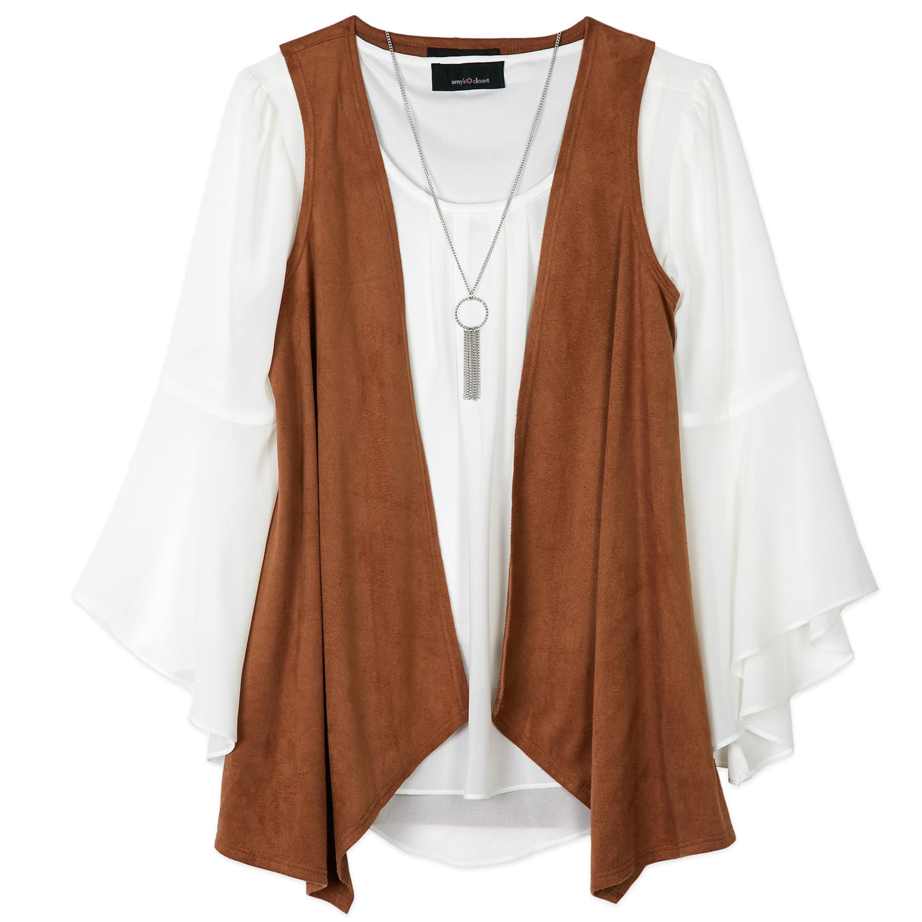 Amy's Closet Girls' Layered-Look Top & Necklace