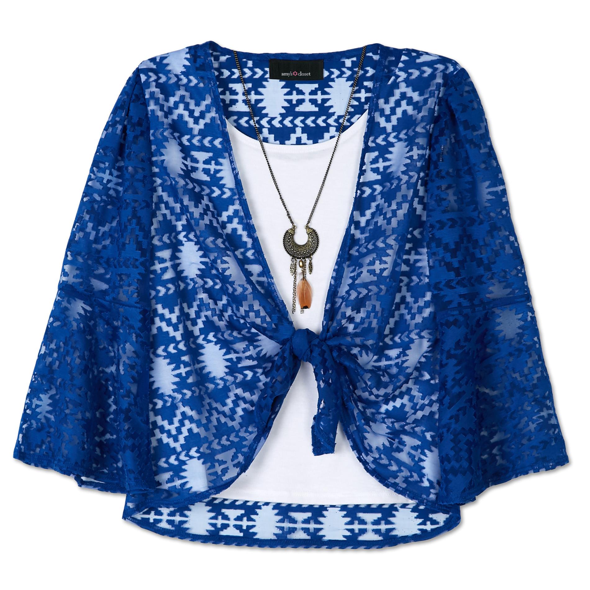 Amy's Closet Girls' Layered-Look Top & Necklace - Tribal