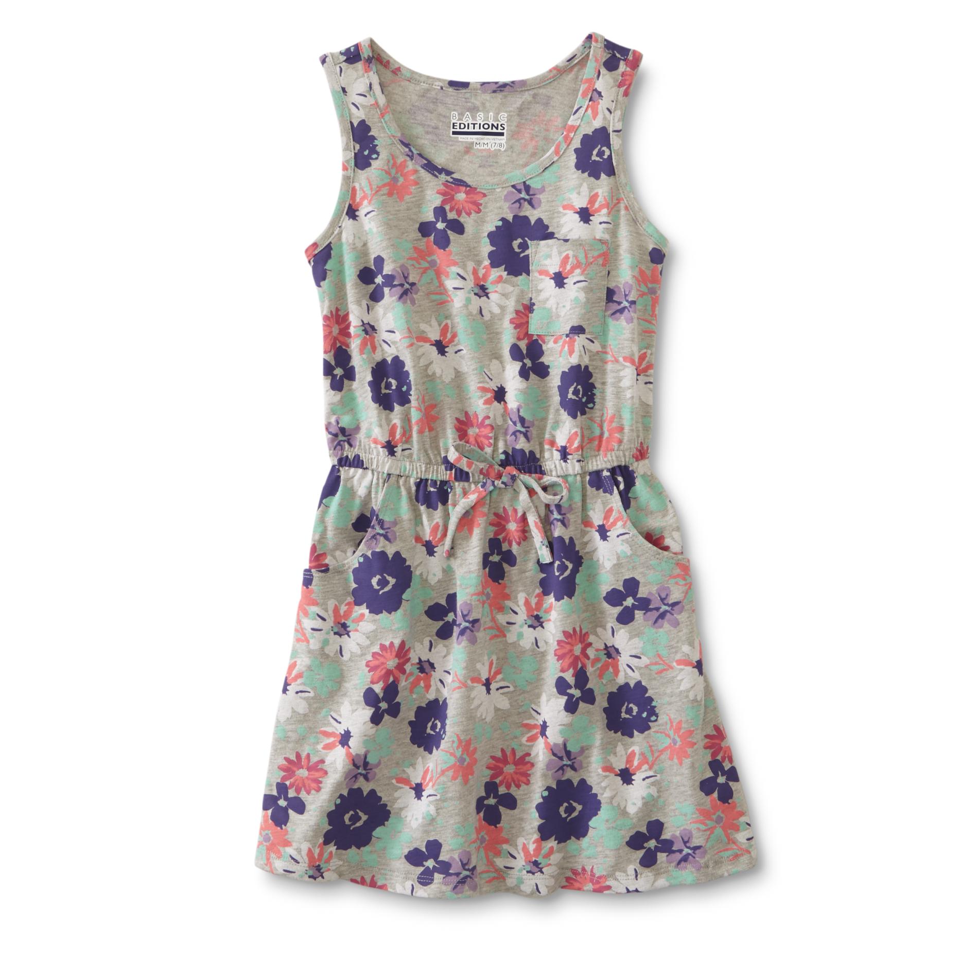 Basic Editions Girls' Sleeveless Dress - Floral