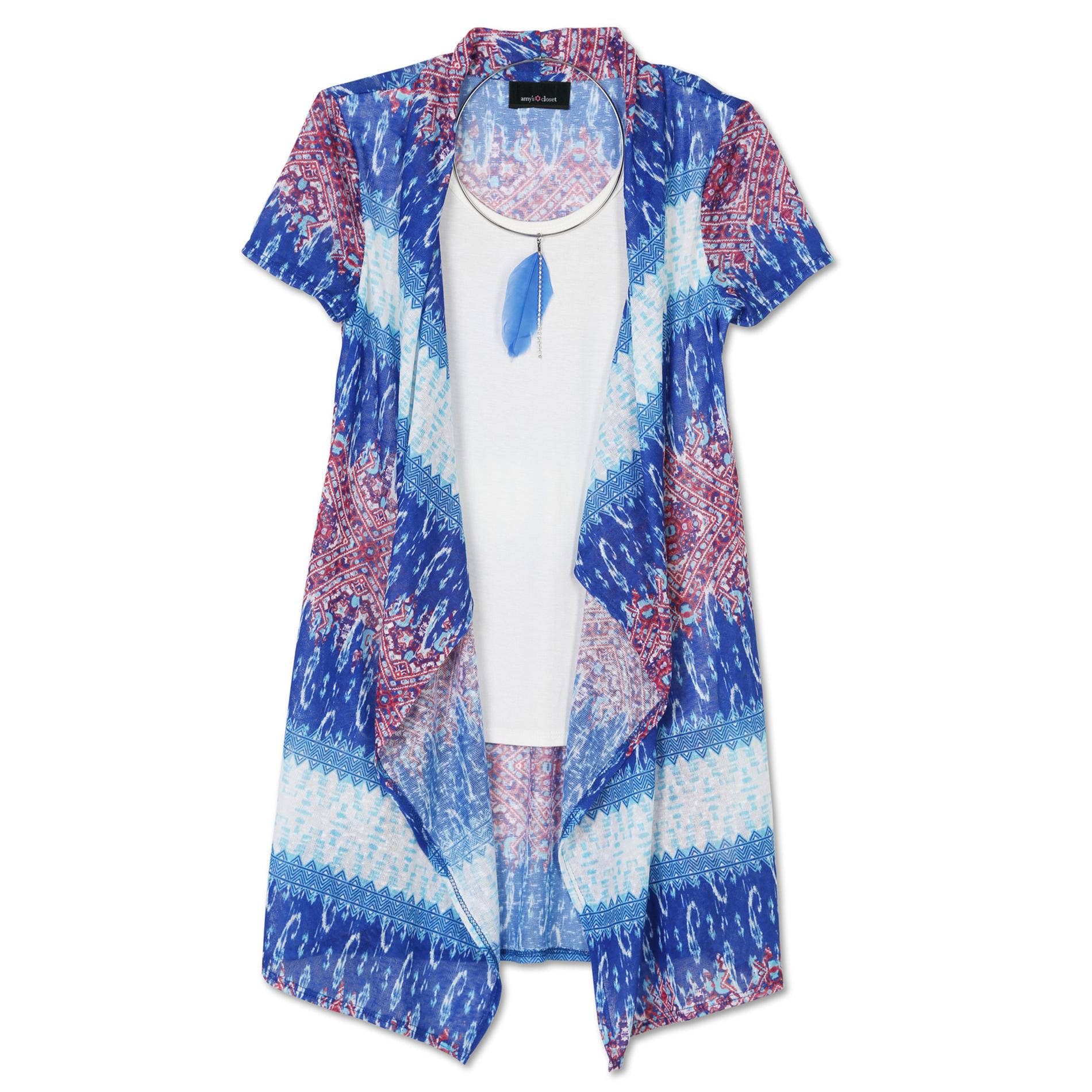 Amy's Closet Girls' Layered-Look Tunic Top & Necklace