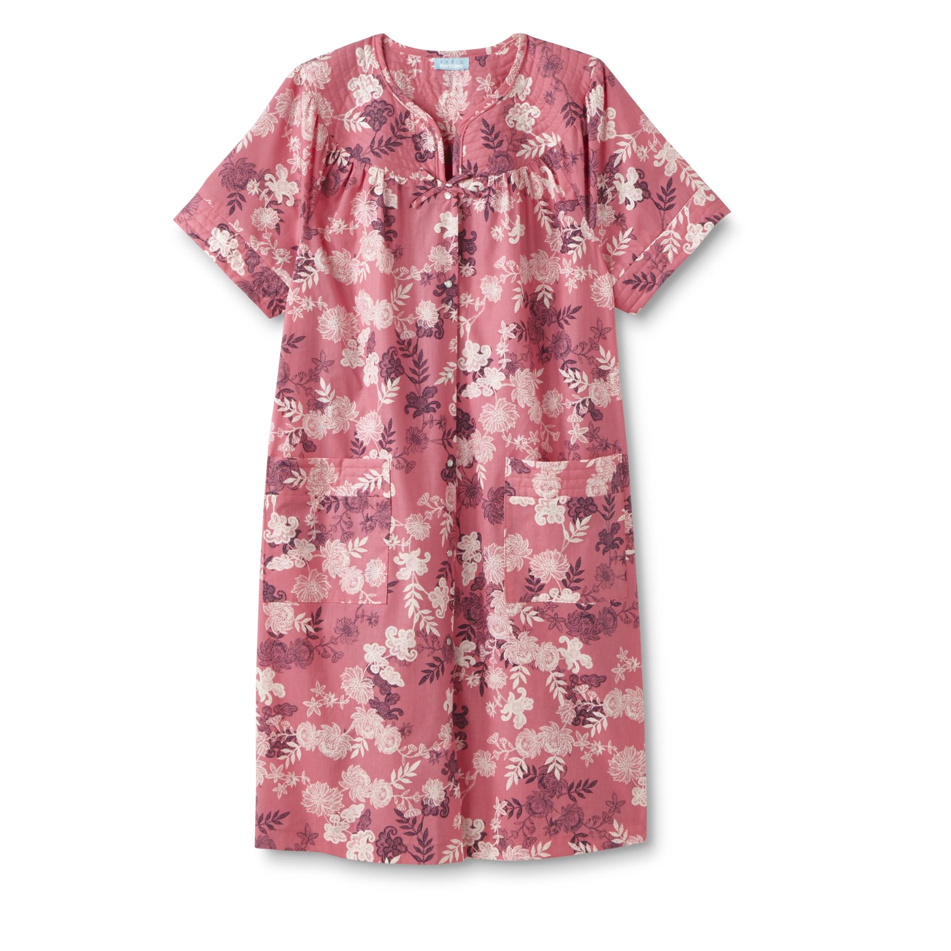 Basic Editions Women's Plus Duster Robe - Floral