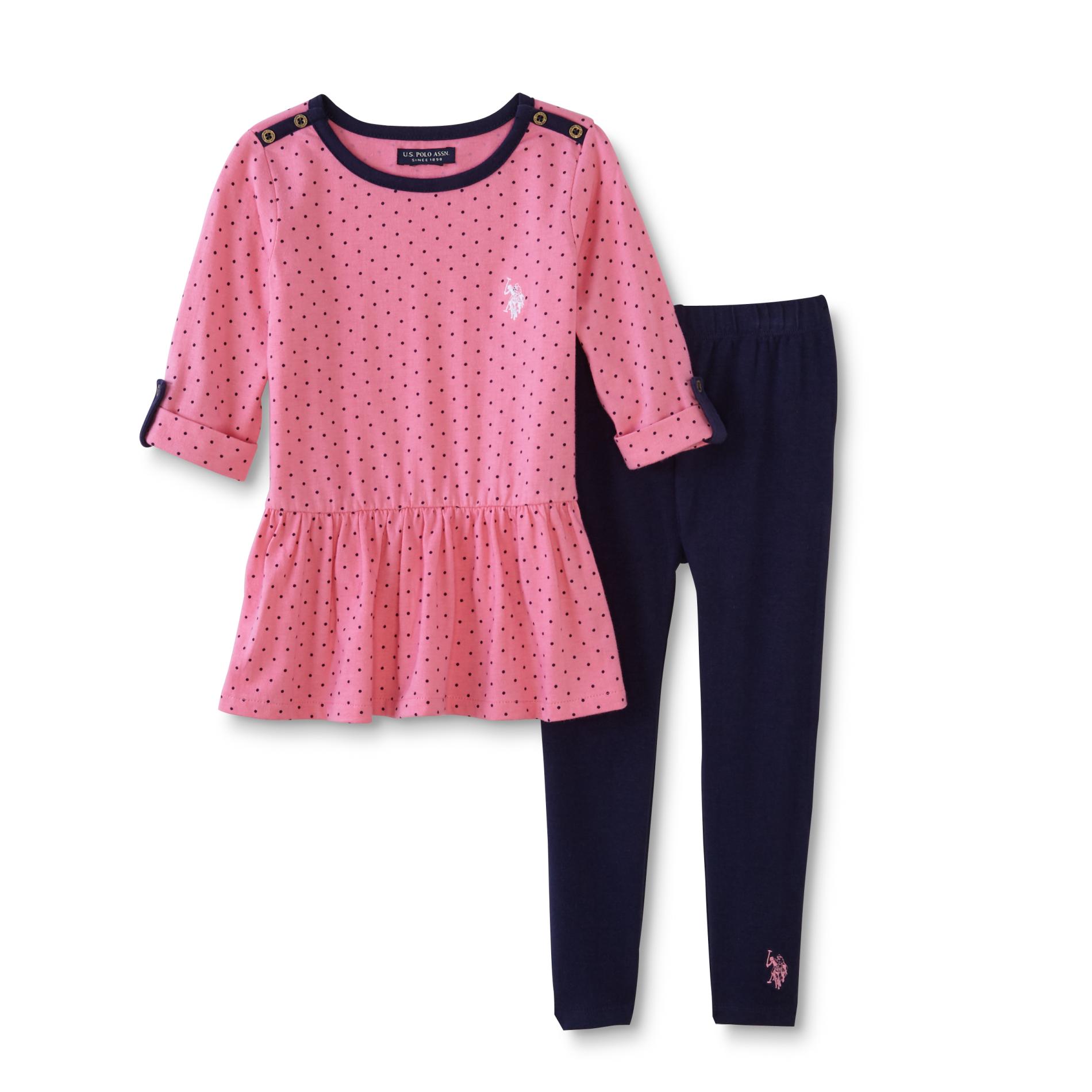 U.S. Polo Assn. Infant & Toddler Girls' Dress & Leggings - Polka Dot